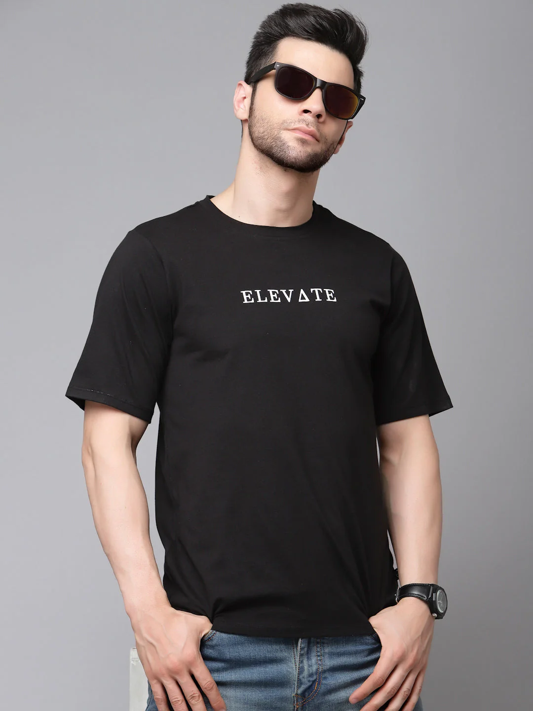 Men Printed Oversized Half Sleeves Round Neck Cotton TShirt - Image 4