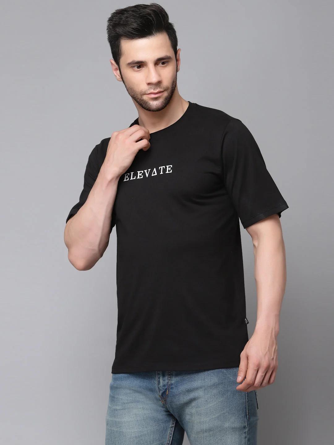 Men Printed Oversized Half Sleeves Round Neck Cotton TShirt - Image 5