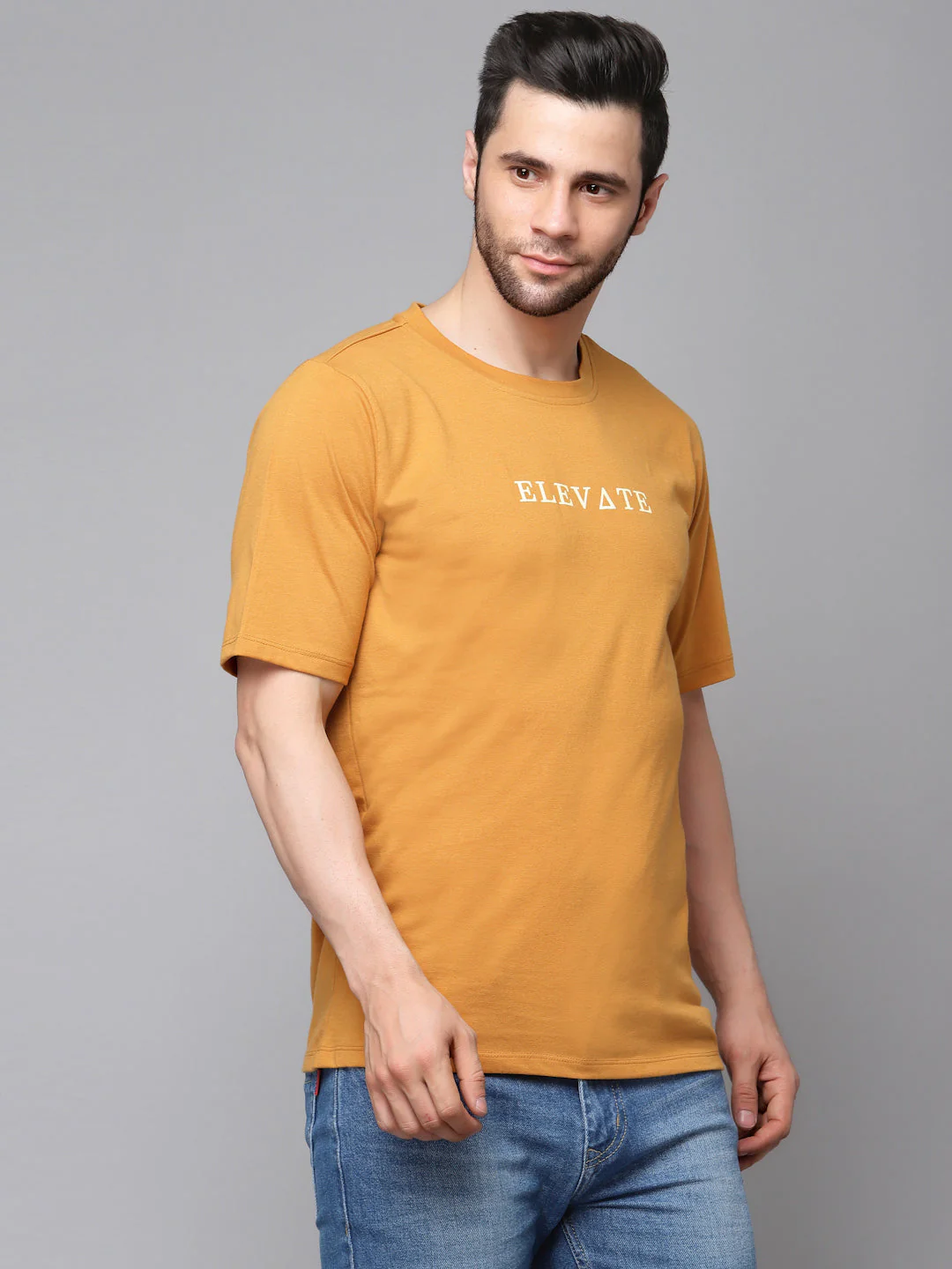 Men Printed Oversized Half Sleeves Round Neck Cotton T-Shirt - Image 4