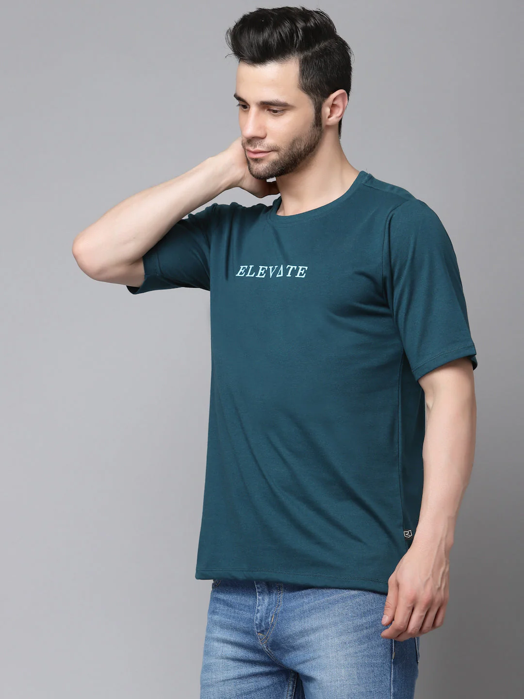 Men Printed Oversized Half Sleeves Round Neck Cotton TShirt - Image 4