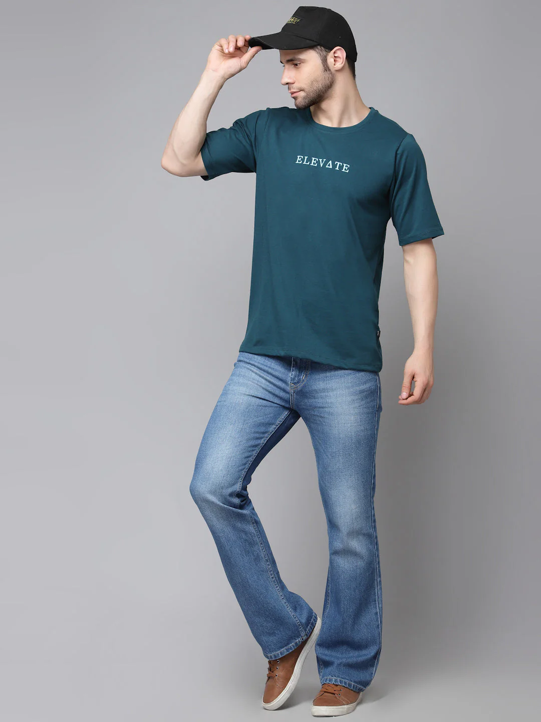 Men Printed Oversized Half Sleeves Round Neck Cotton TShirt - Image 5