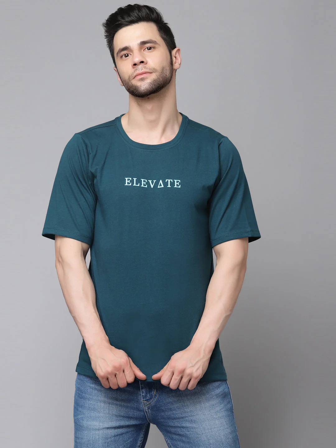 Men Printed Oversized Half Sleeves Round Neck Cotton TShirt - Image 6