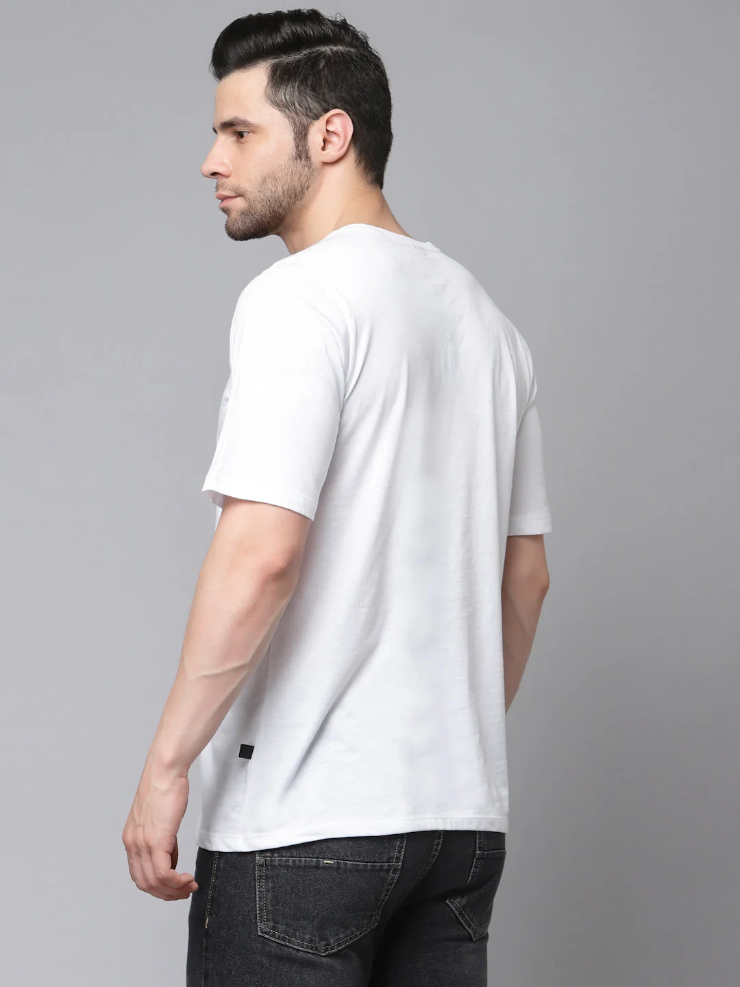 Men Printed Oversized Half Sleeves Round Neck Cotton TShirt - Image 2