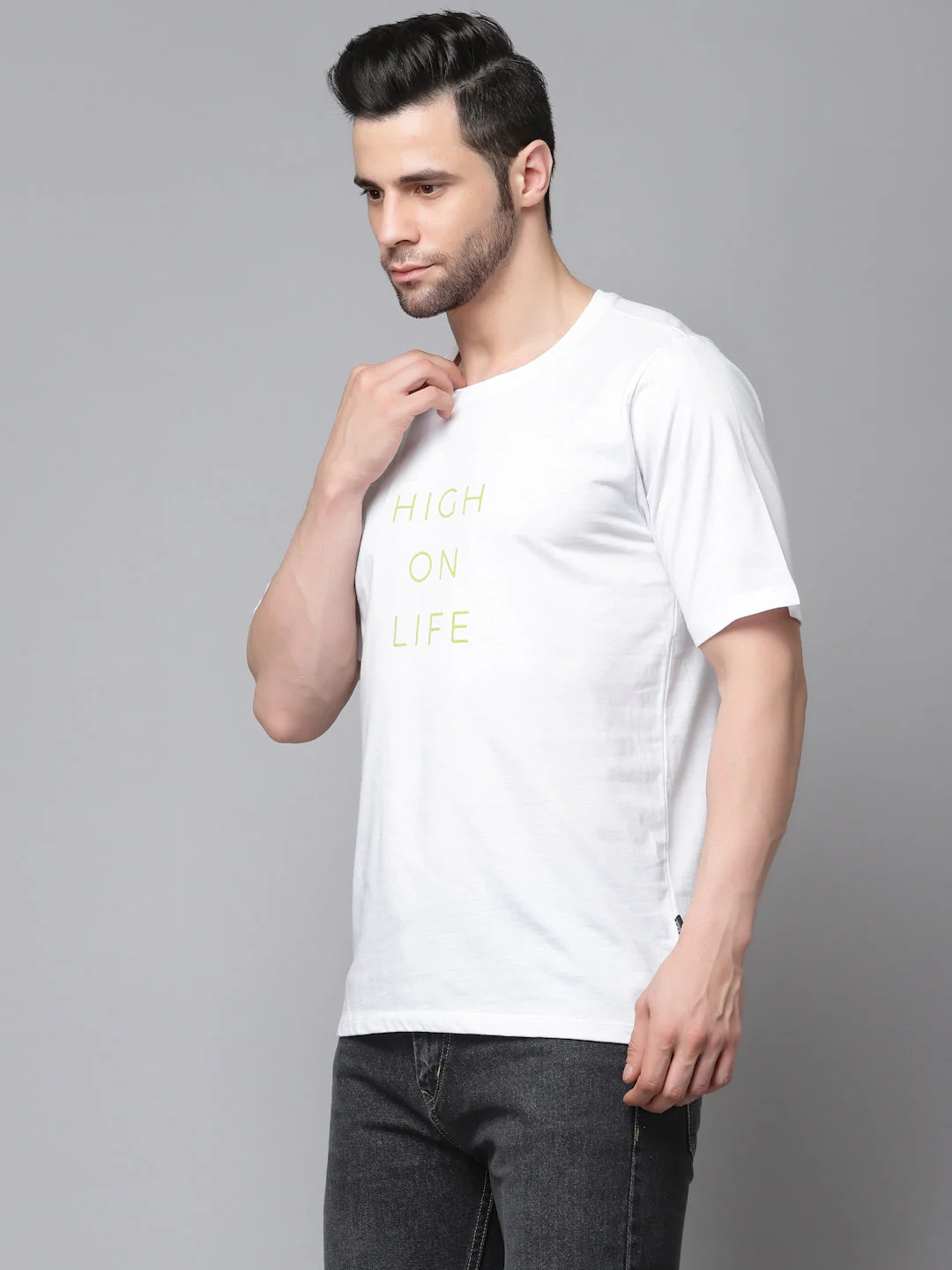 Men Printed Oversized Half Sleeves Round Neck Cotton TShirt - Image 3