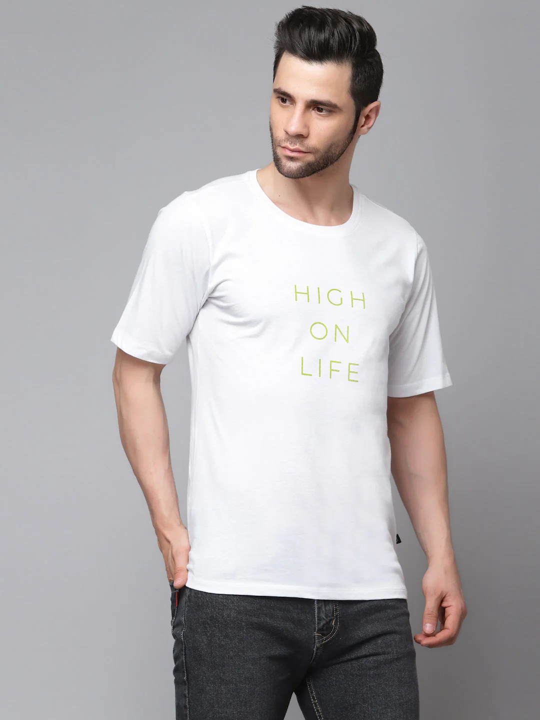 Men Printed Oversized Half Sleeves Round Neck Cotton TShirt - Image 4