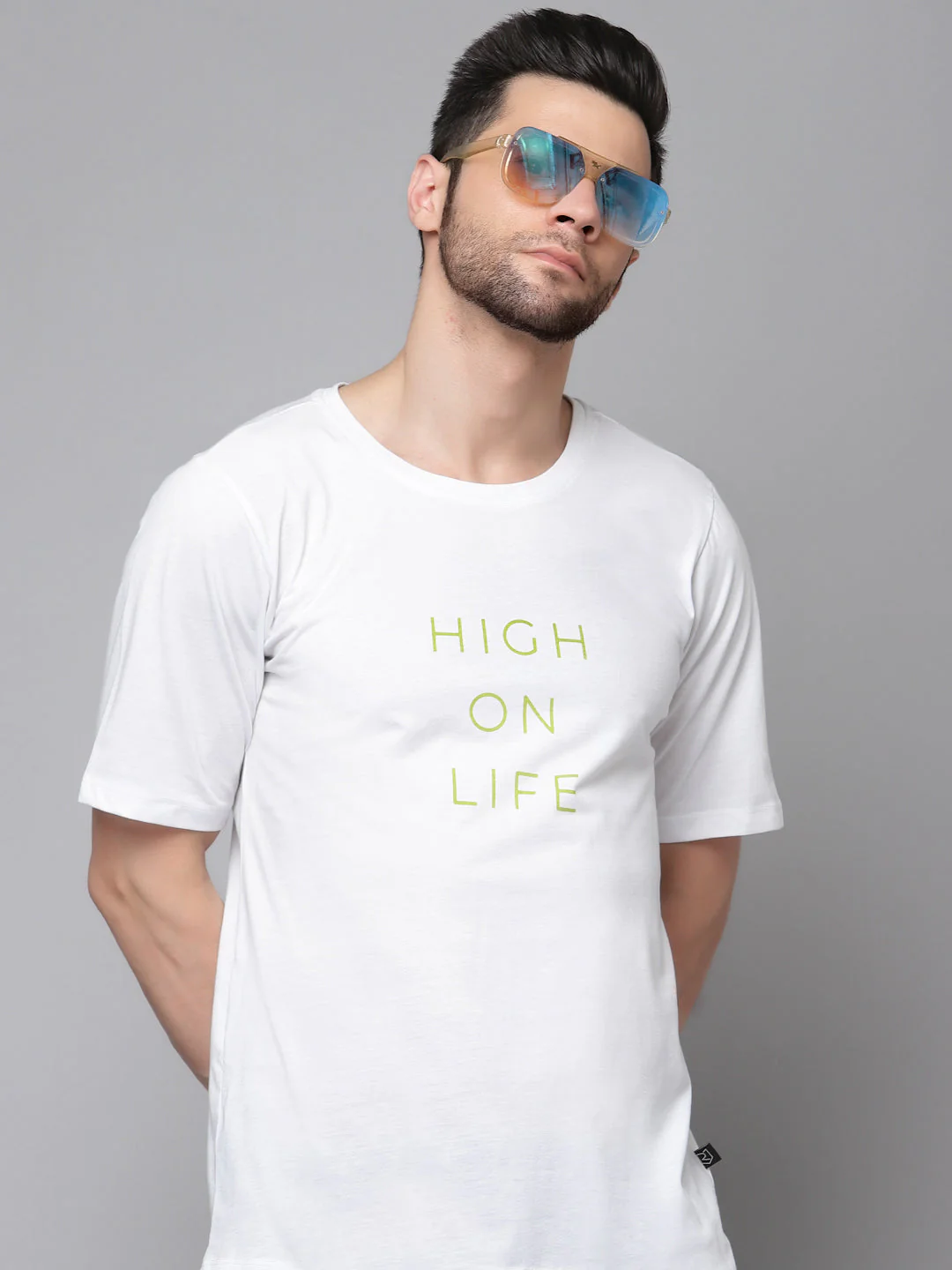 Men Printed Oversized Half Sleeves Round Neck Cotton TShirt - Image 5