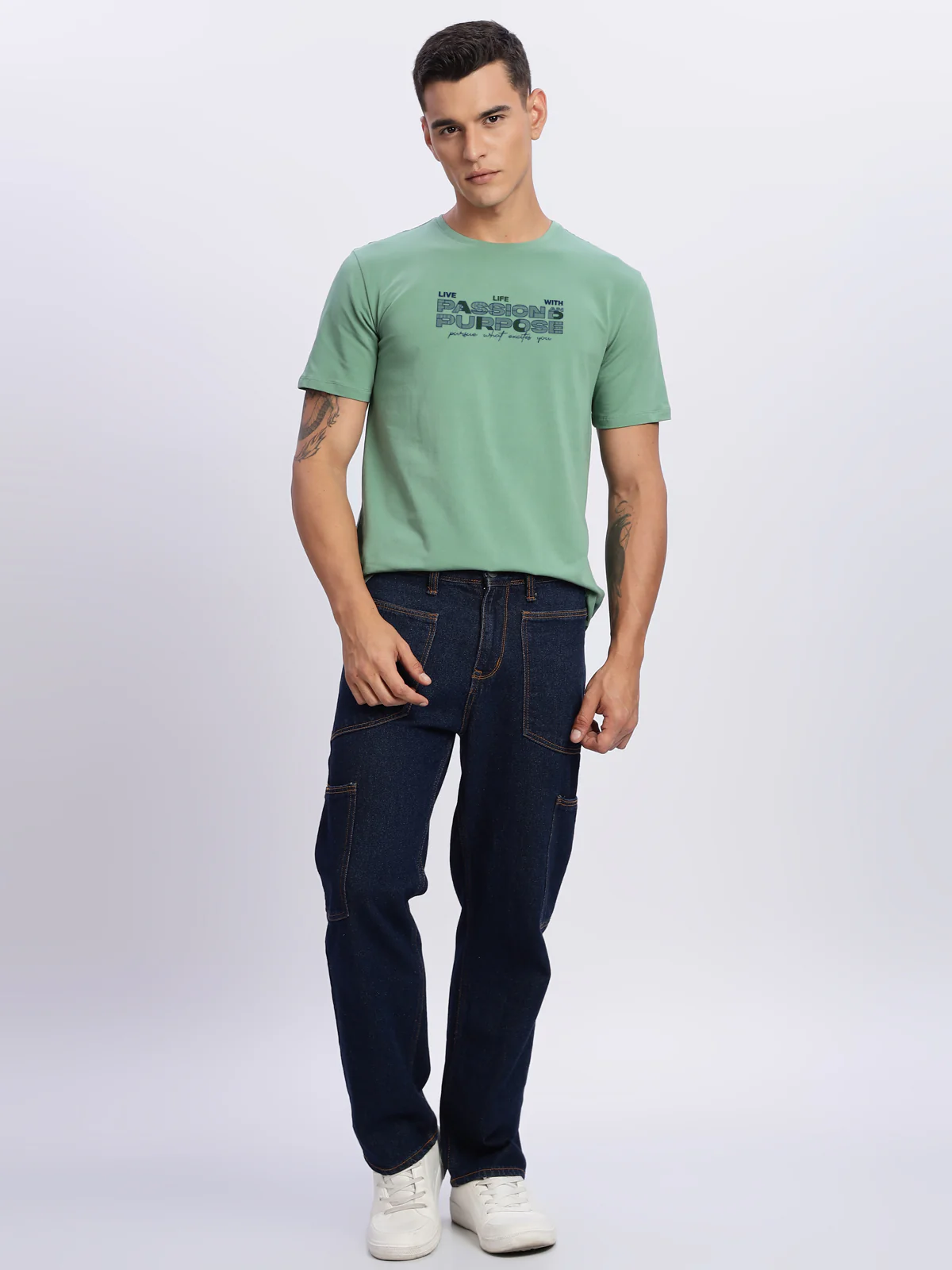 Men Printed Green T-Shirt - Image 2