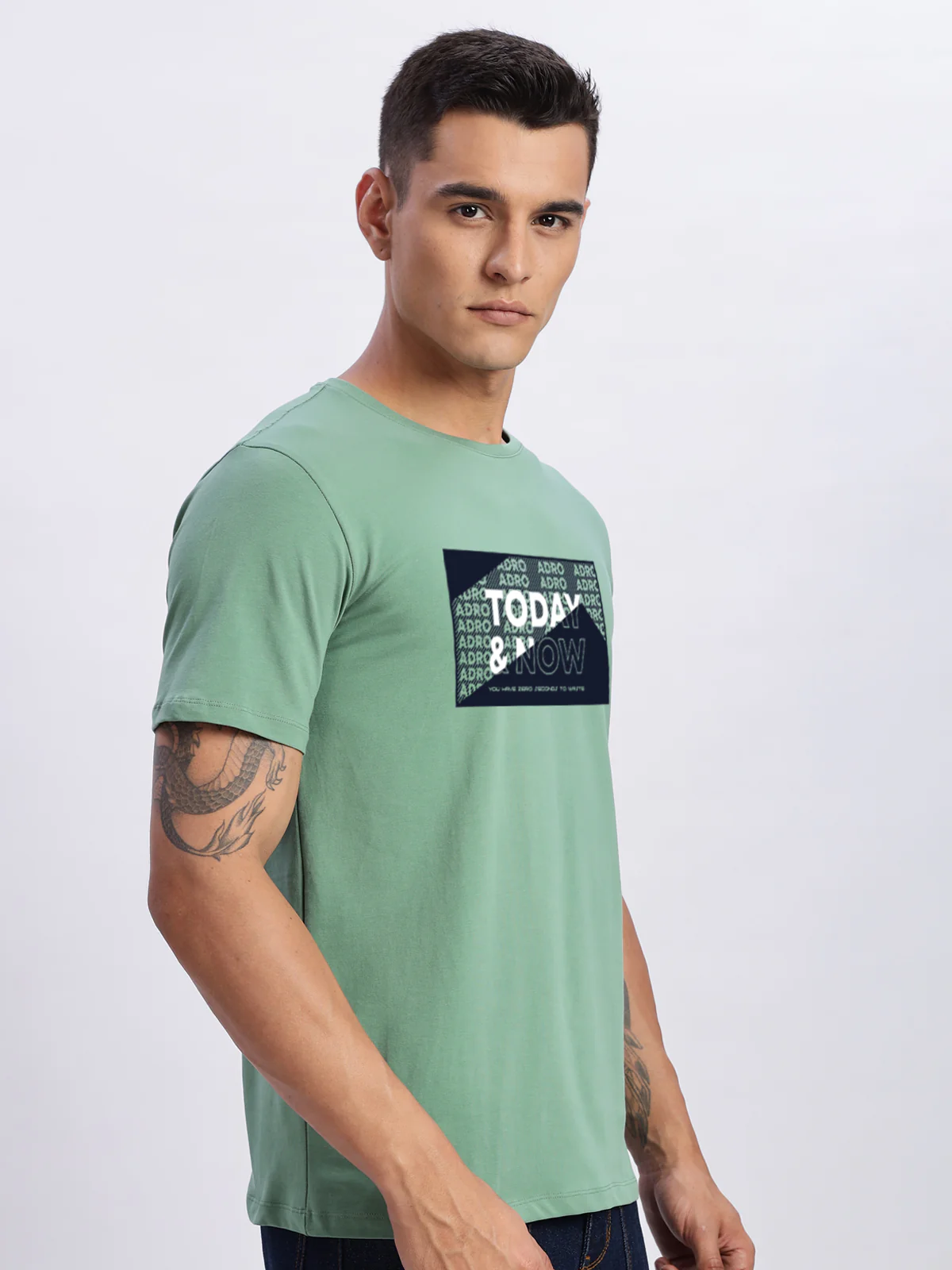 Men Printed Green T-Shirt - Image 3