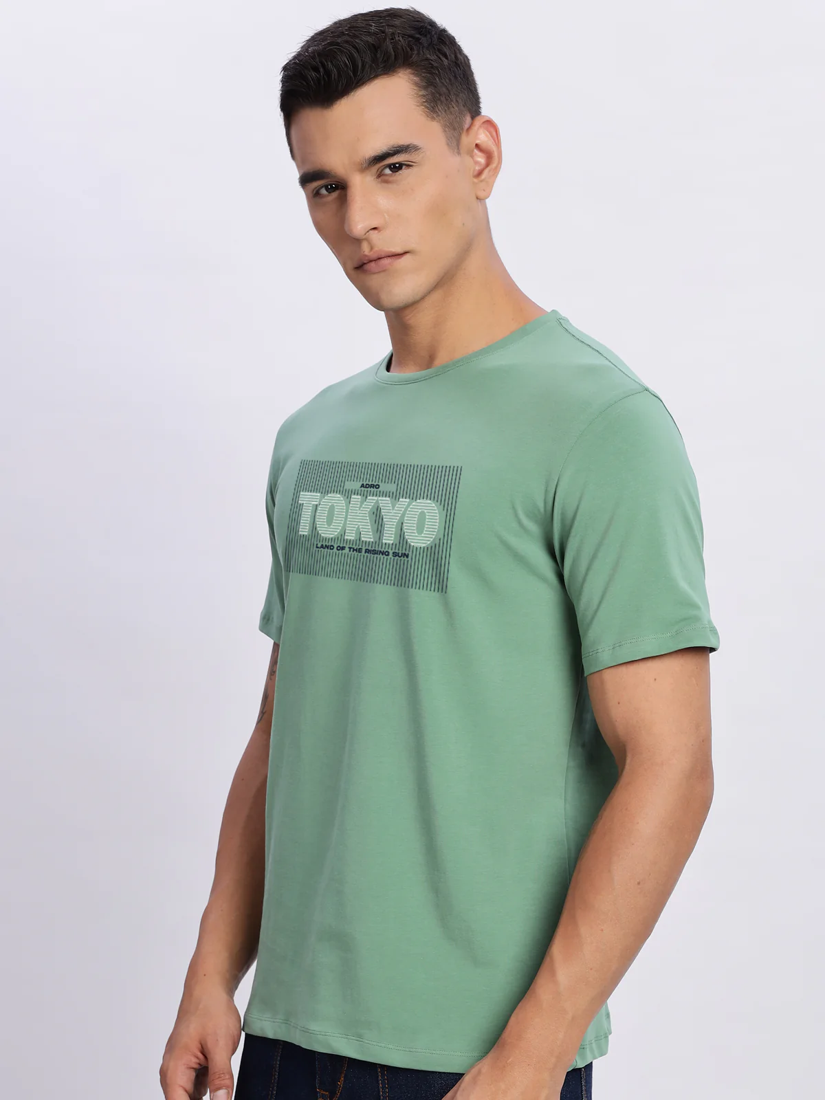 Men Printed Green T-Shirt - Image 5