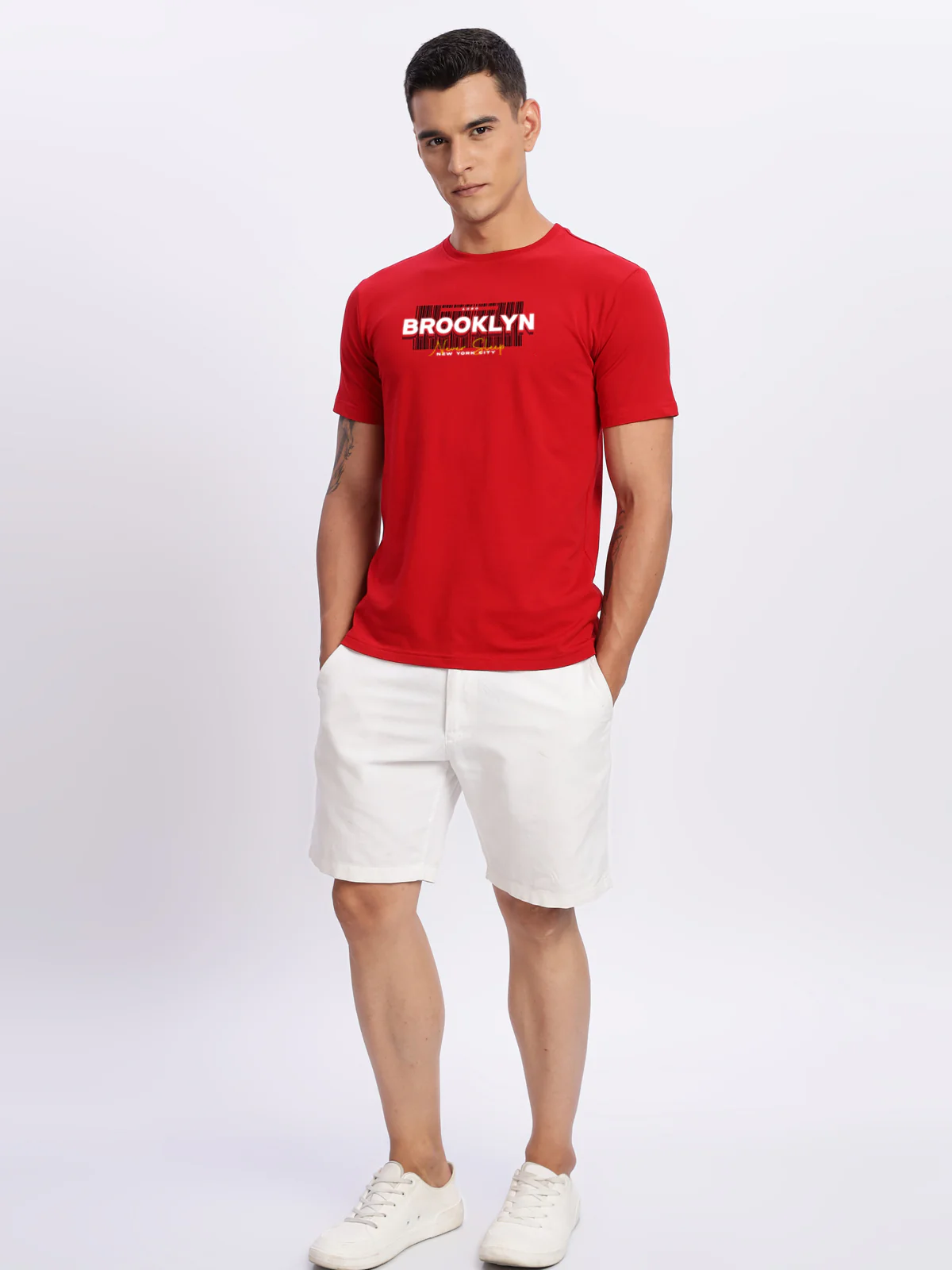 Men Printed Red T Shirt