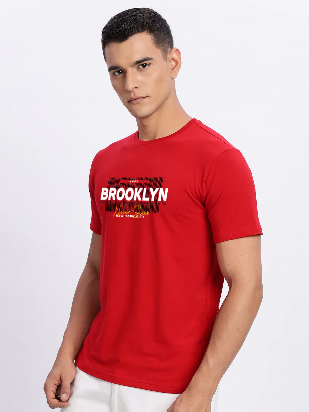 Men Printed Red T Shirt - Image 5