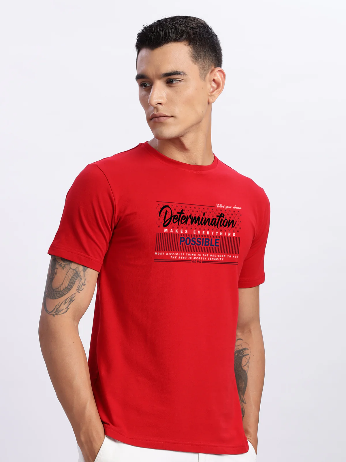 Men Printed Red T Shirt - Image 3