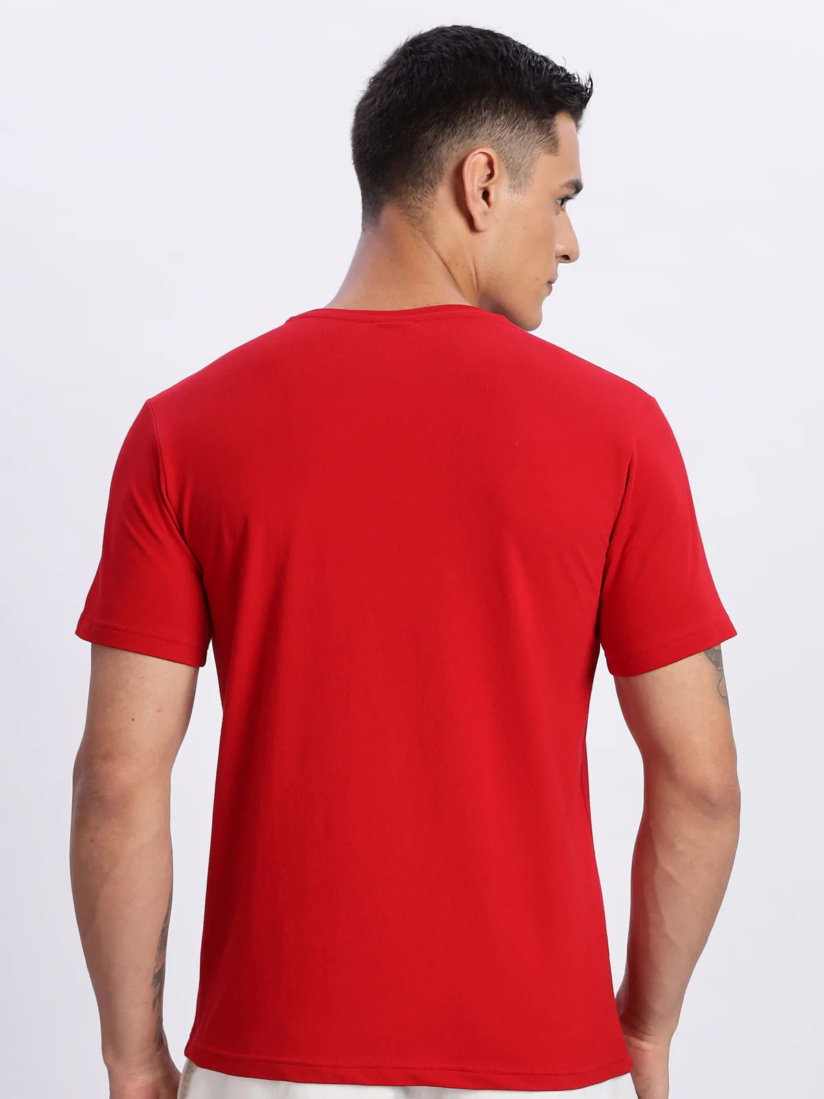 Men Printed Red T Shirt - Image 4