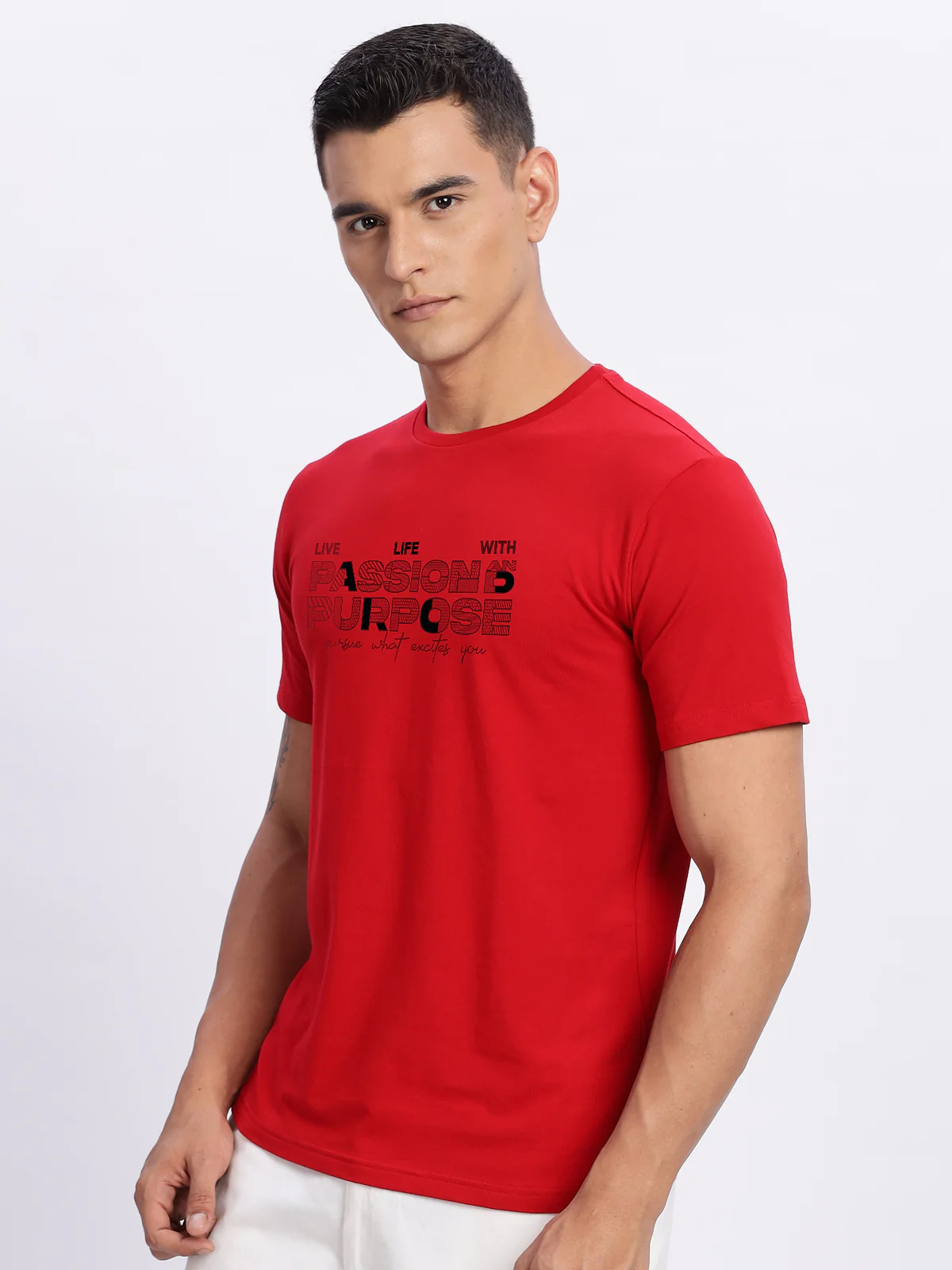 Men Printed Red T Shirt - Image 5