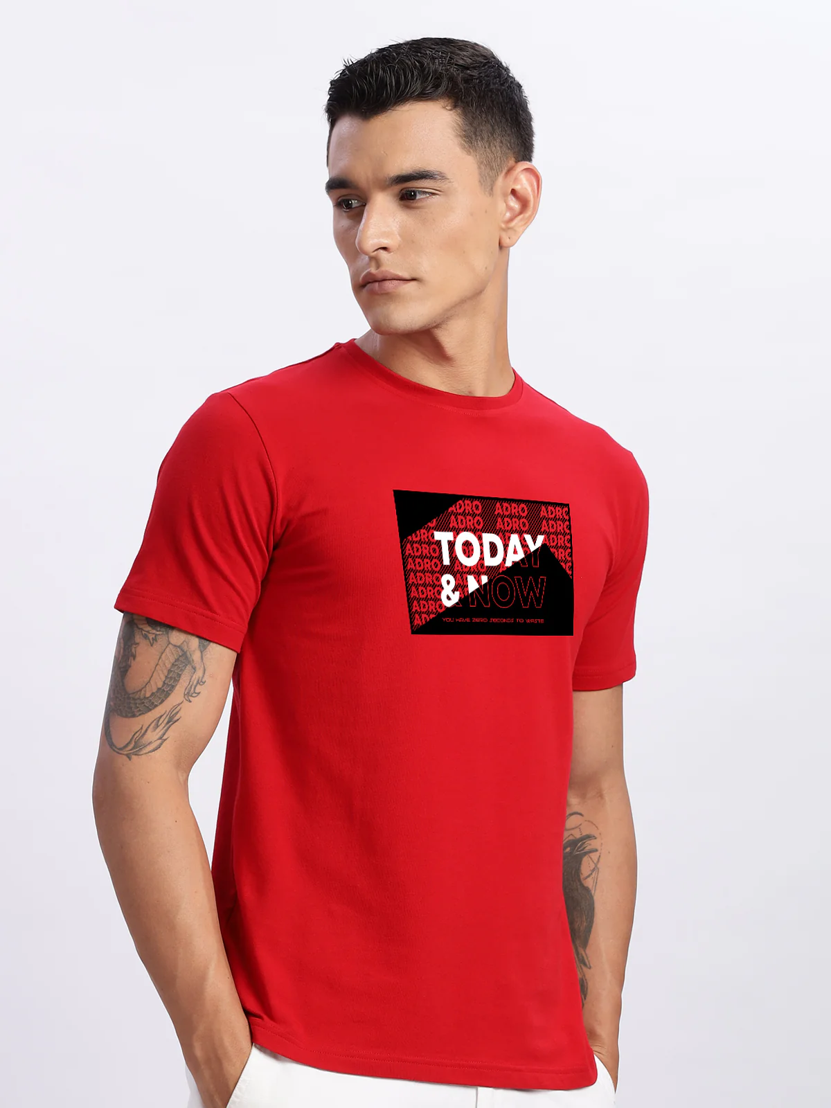 Men Printed Red T Shirt