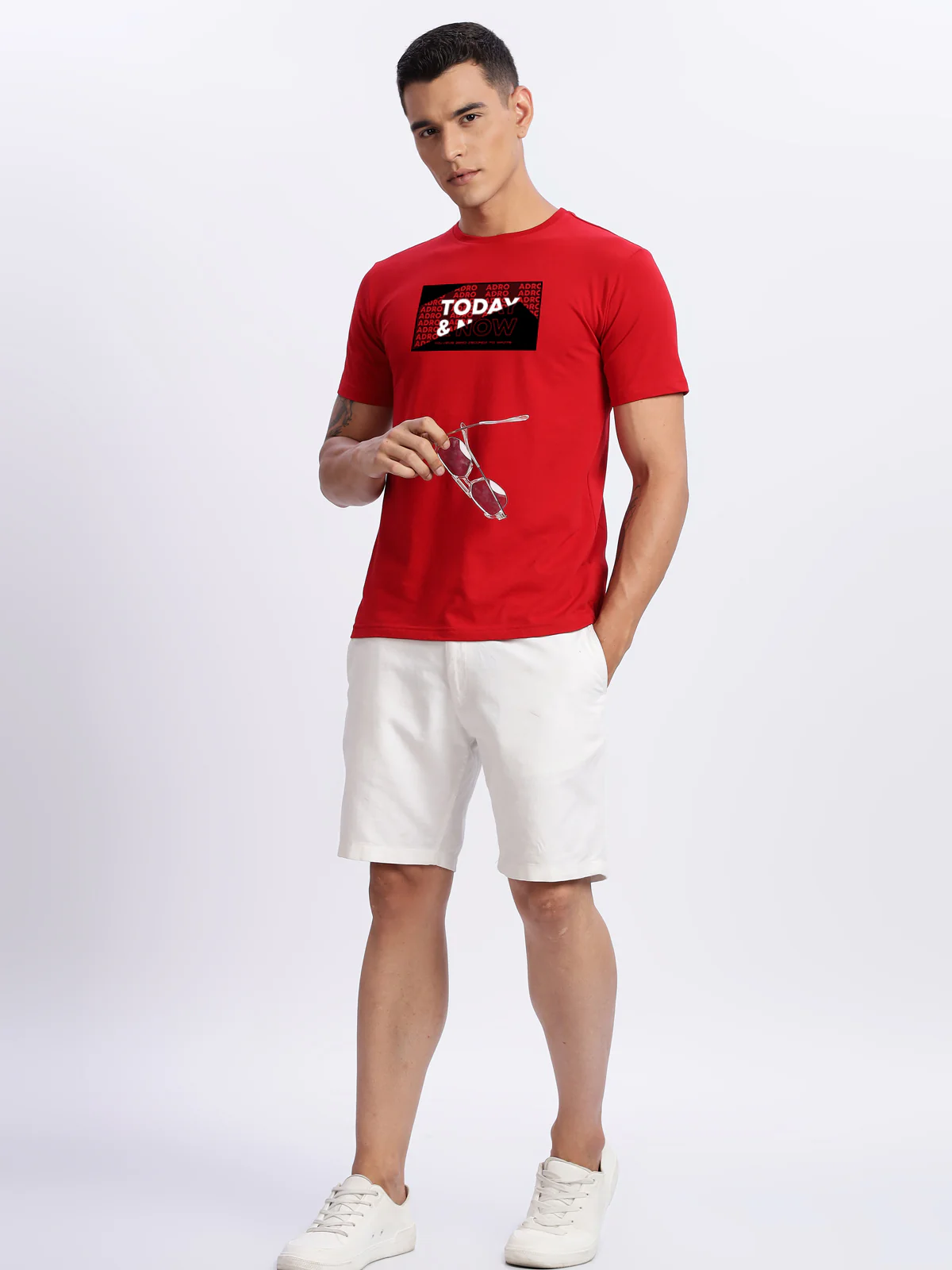 Men Printed Red T Shirt - Image 2