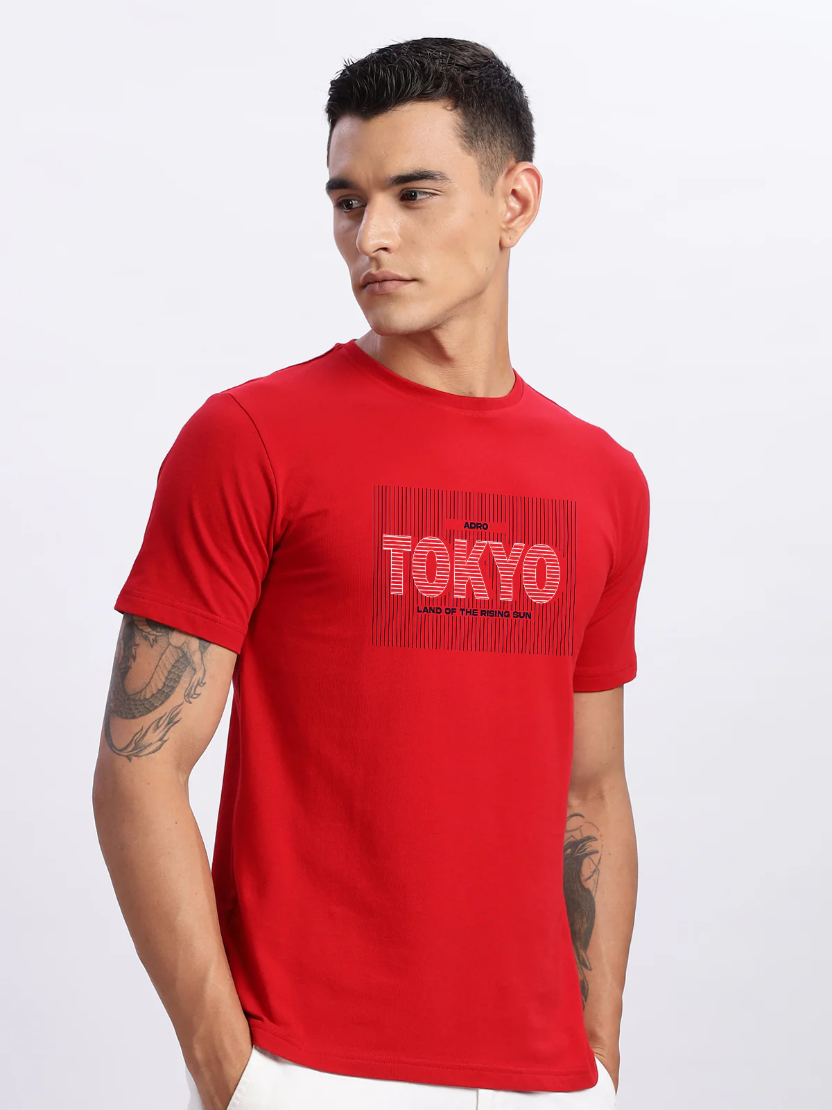 Men Printed Red T Shirt - Image 3