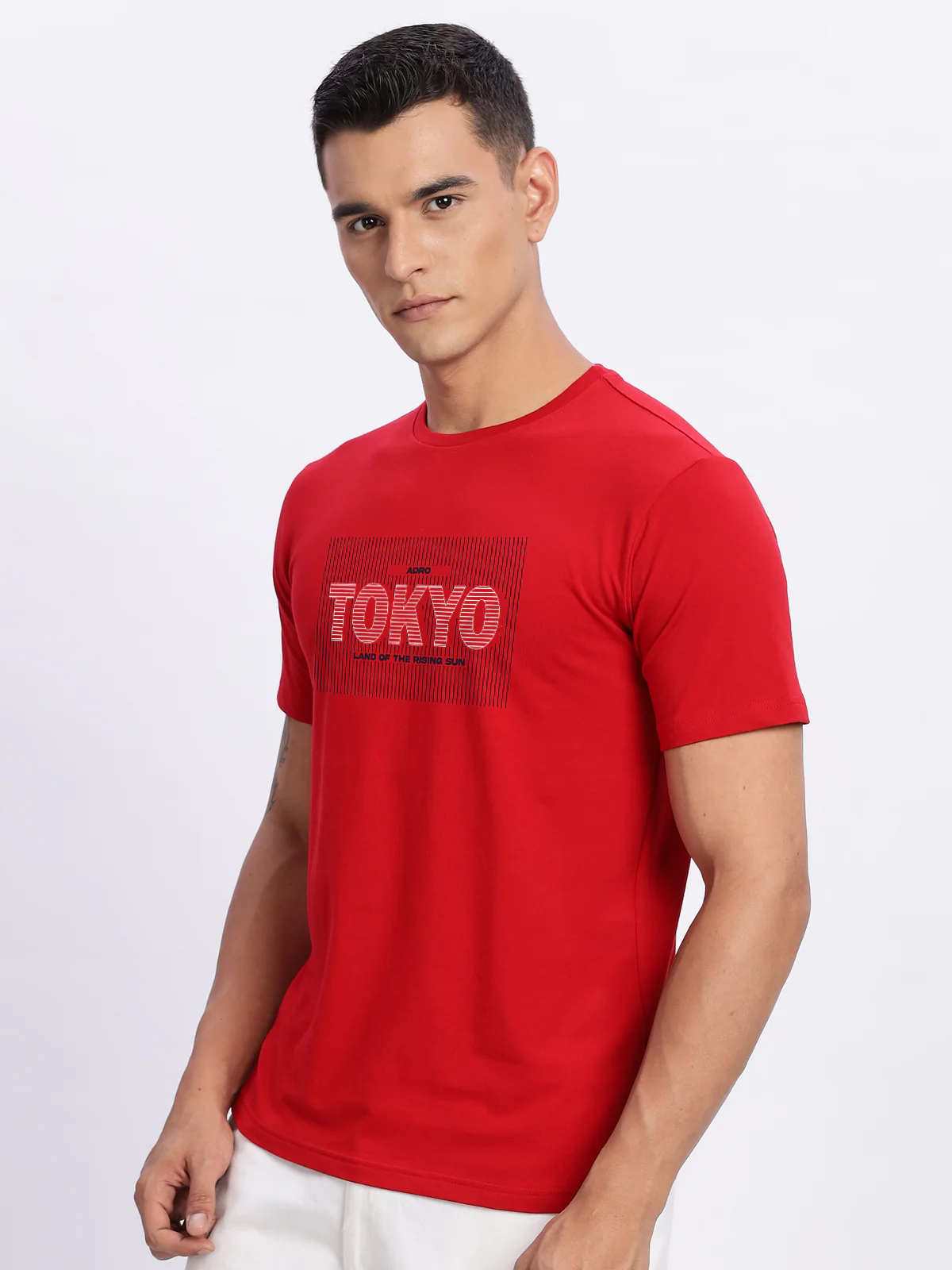 Men Printed Red T Shirt - Image 5