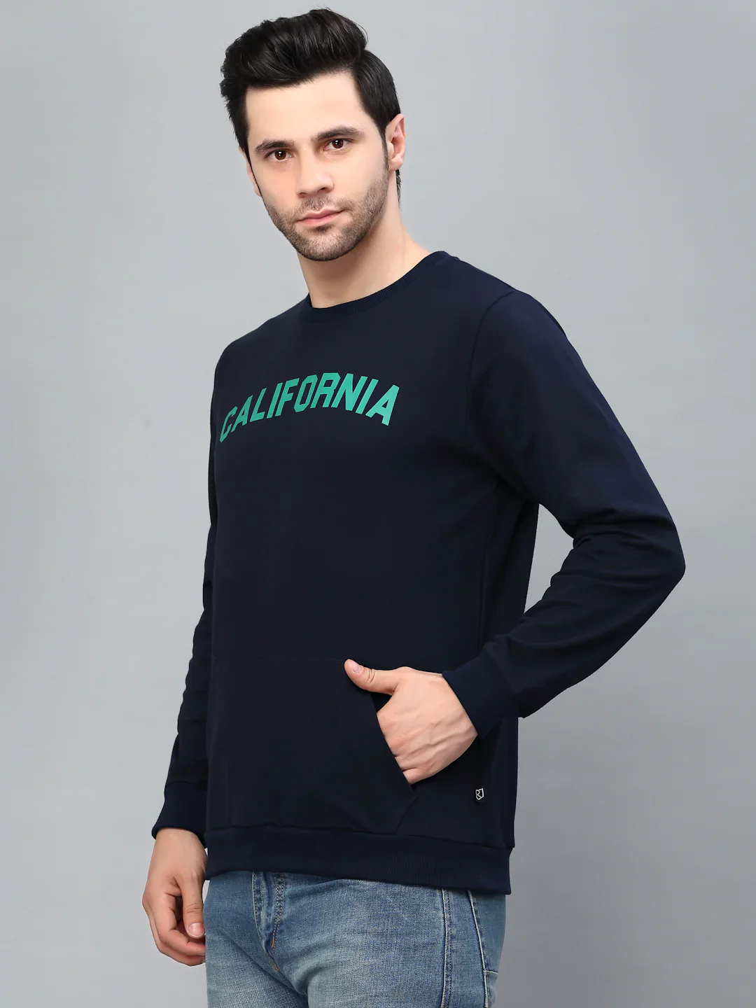 Men Printed Round Neck Fleece Sweatshirt - Image 3
