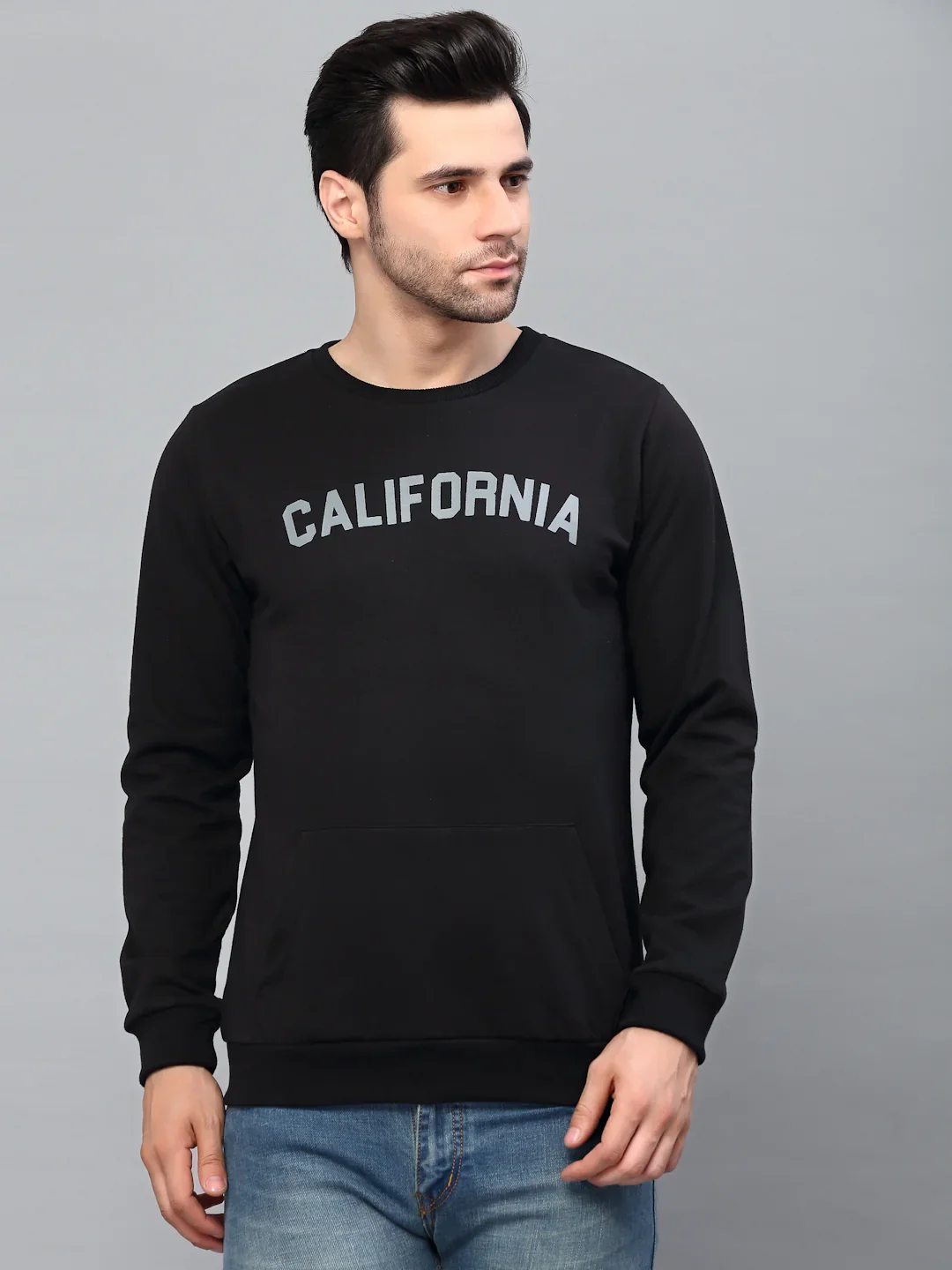 Men Printed Round Neck Fleece Sweatshirt - Image 3