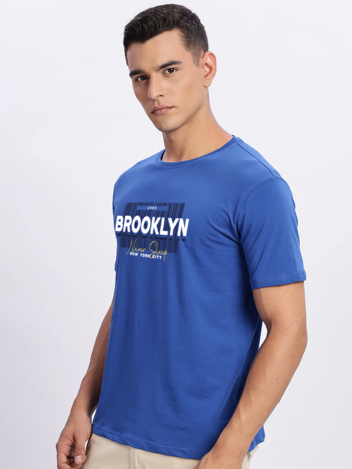 Men Printed Blue T Shirt - Image 5