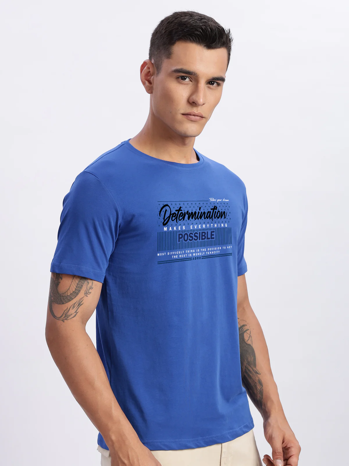 Men Printed Blue T Shirt