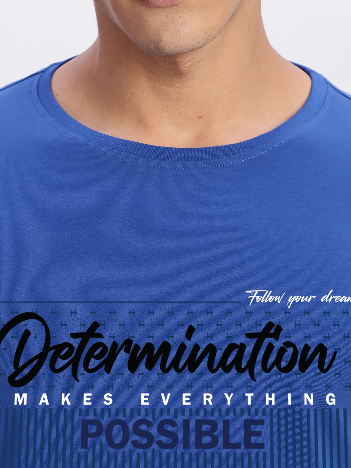 Men Printed Blue T Shirt - Image 3