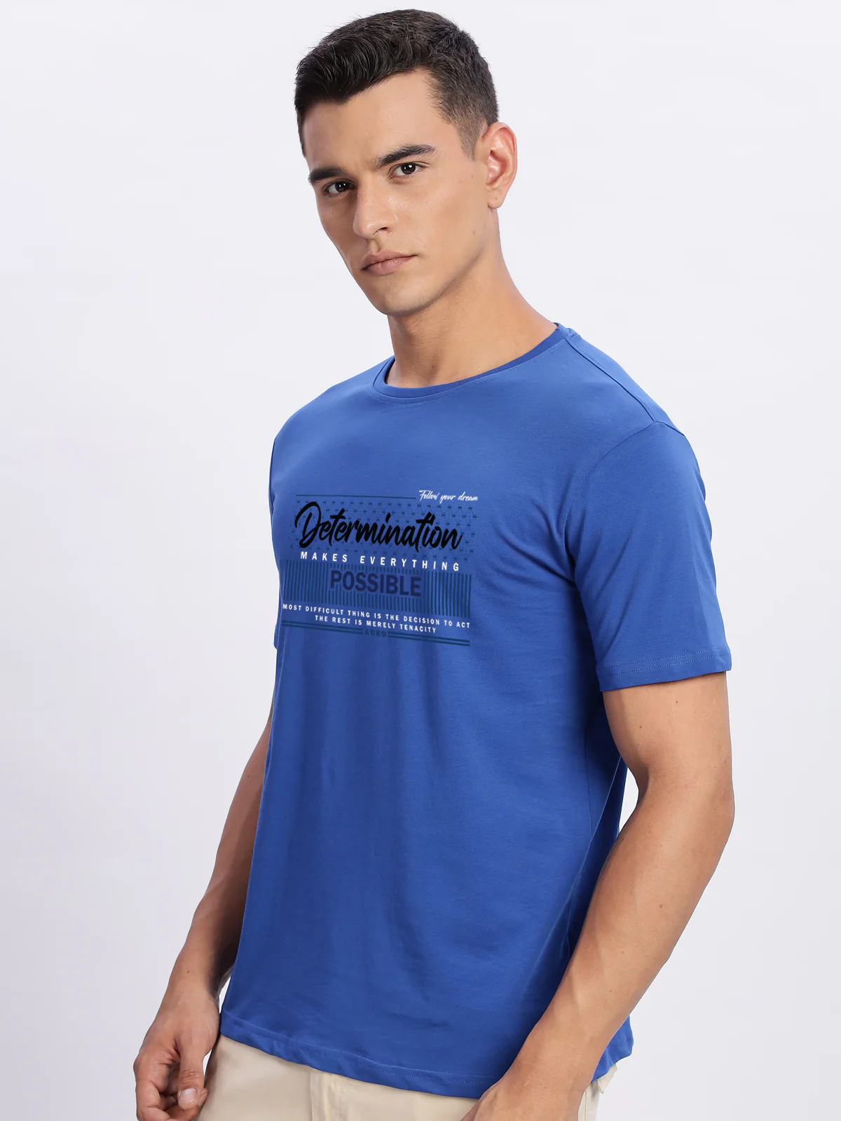 Men Printed Blue T Shirt - Image 5