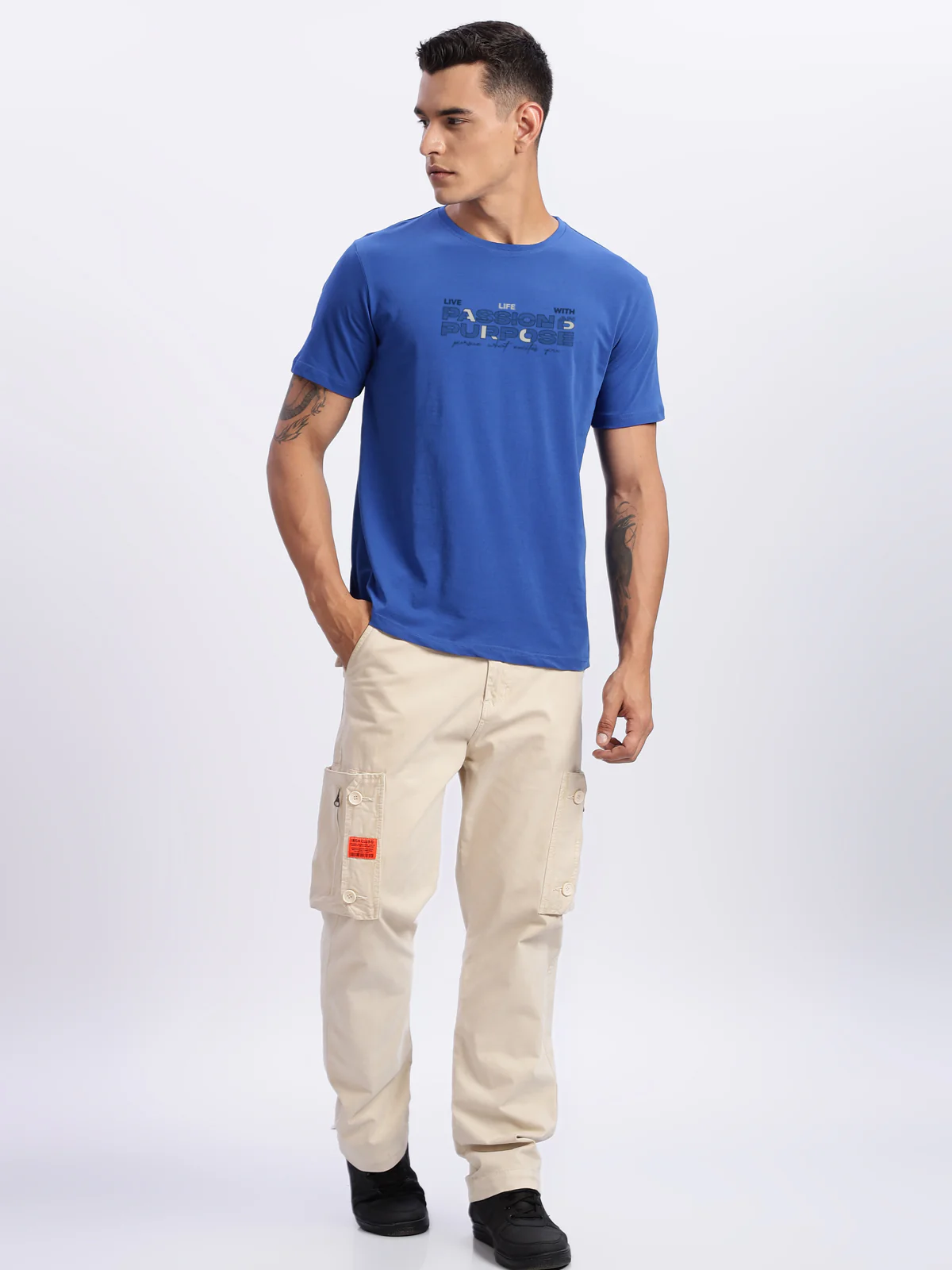Men Printed Blue T Shirt