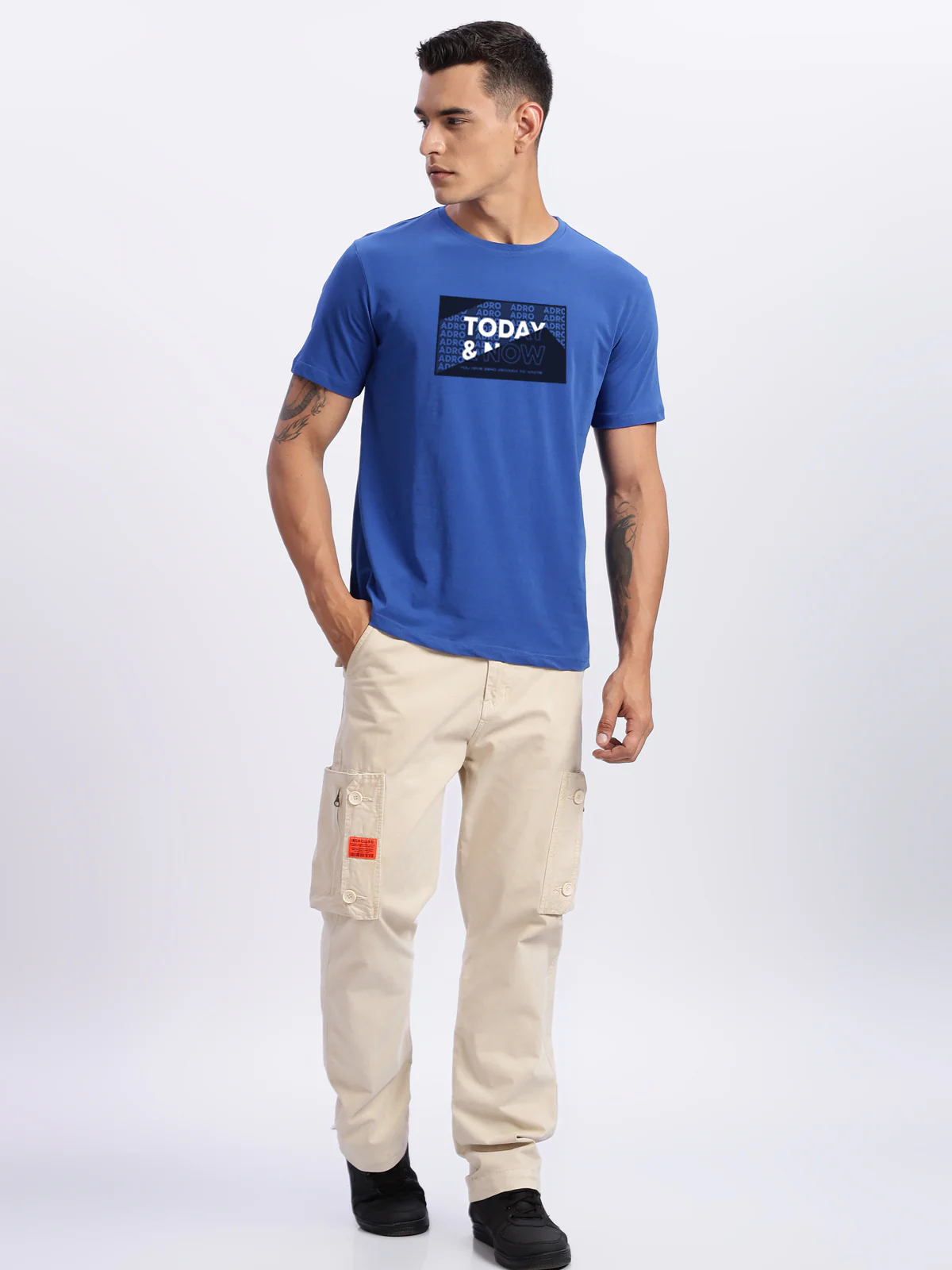Men Printed Blue T-Shirt