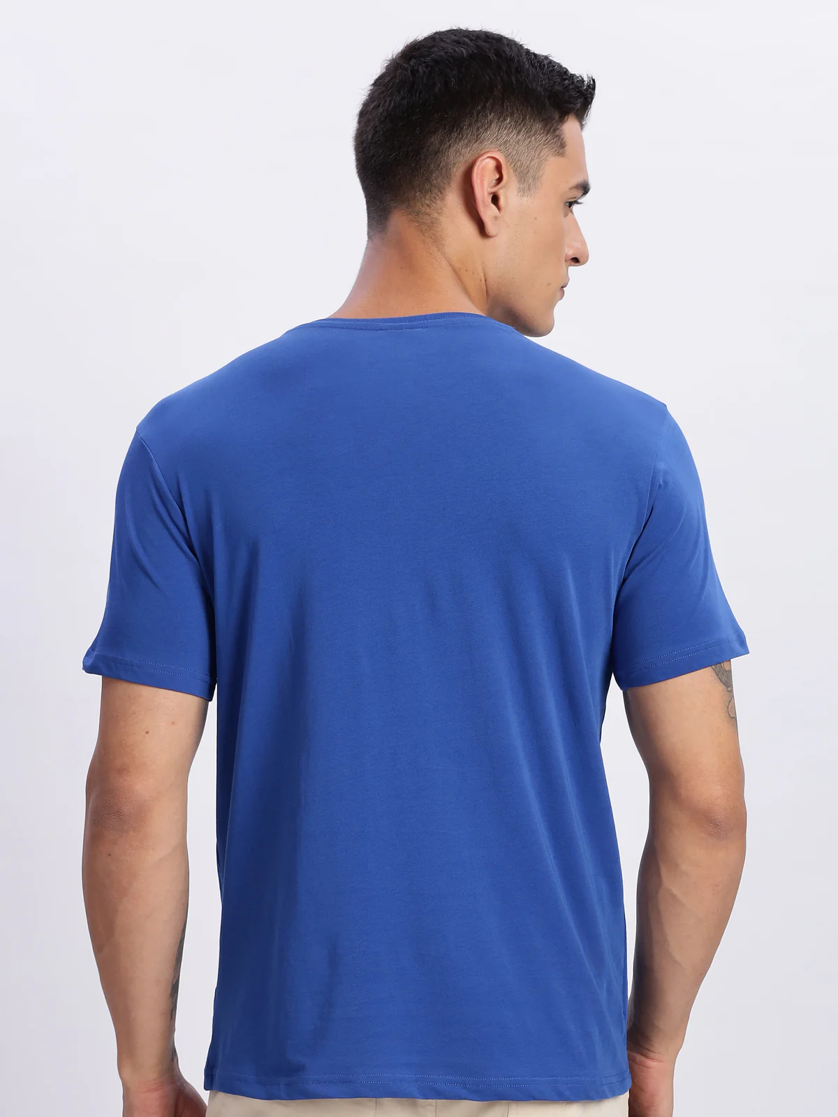 Men Printed Blue T-Shirt - Image 4