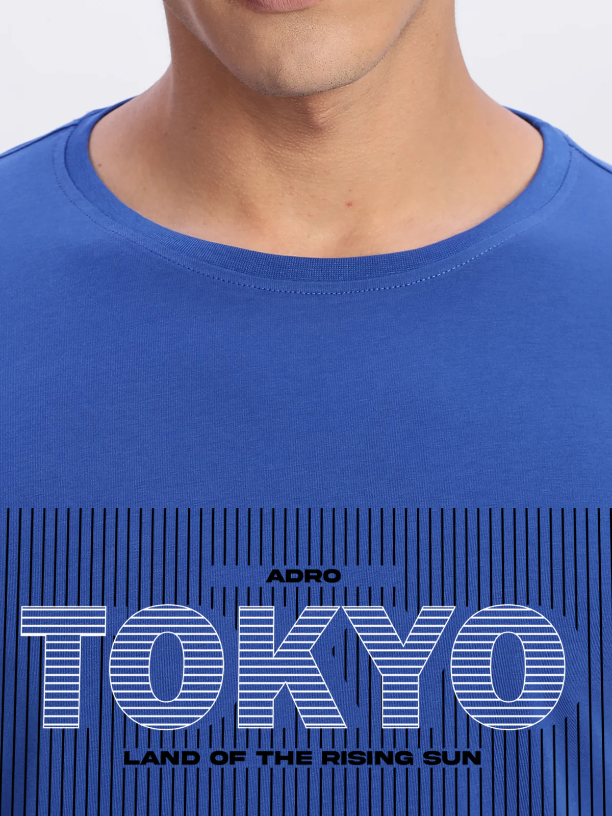 Men Printed Blue T-Shirt - Image 2