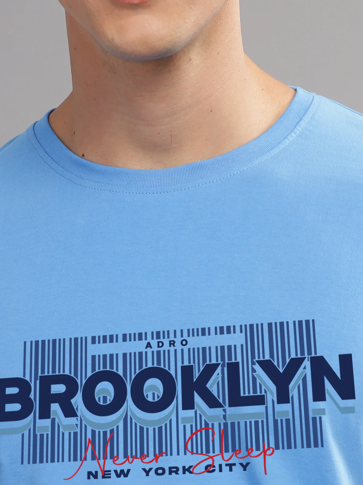 Men Printed Sky Blue T Shirt - Image 2