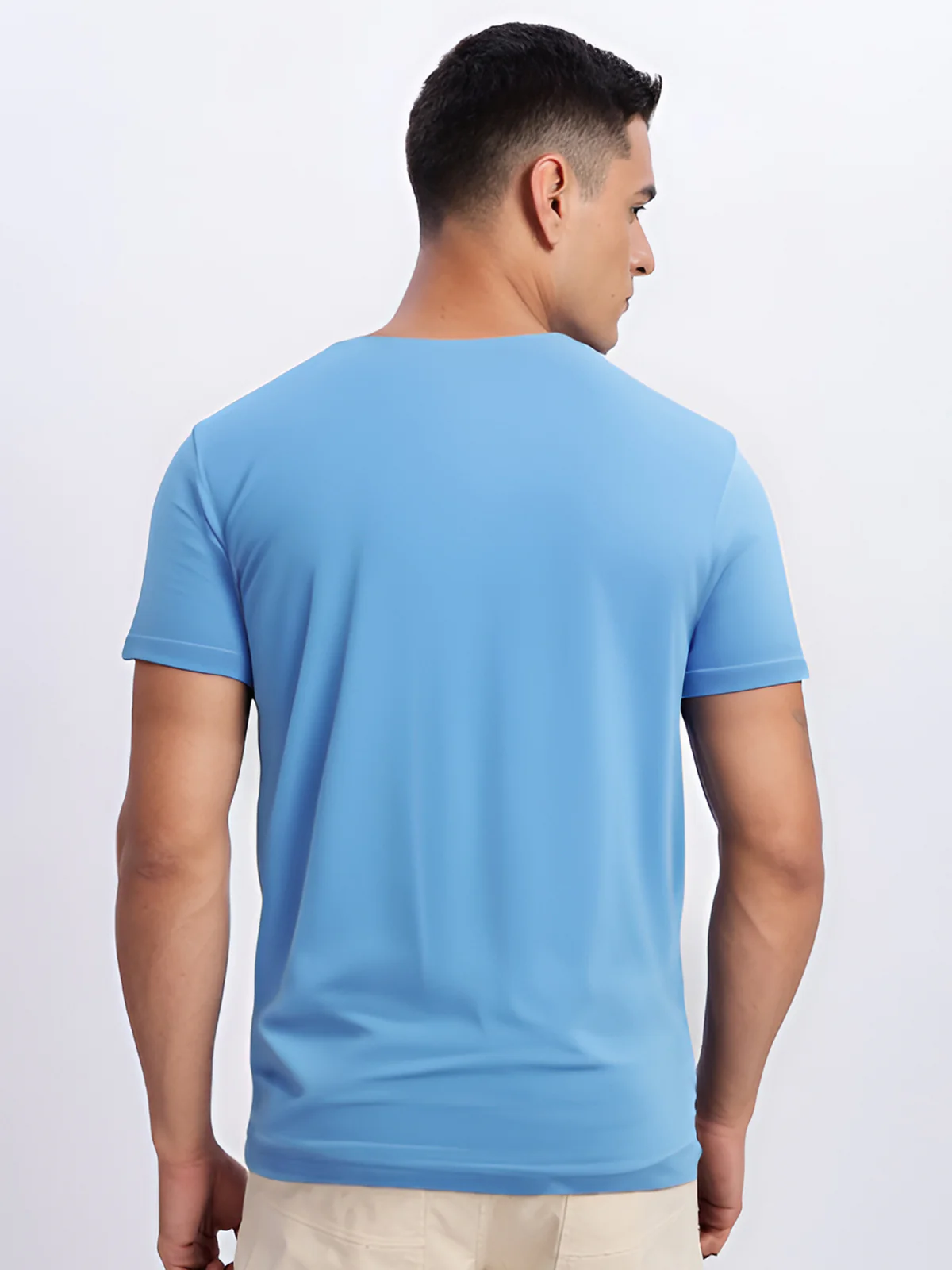Men Printed Sky Blue T Shirt - Image 5
