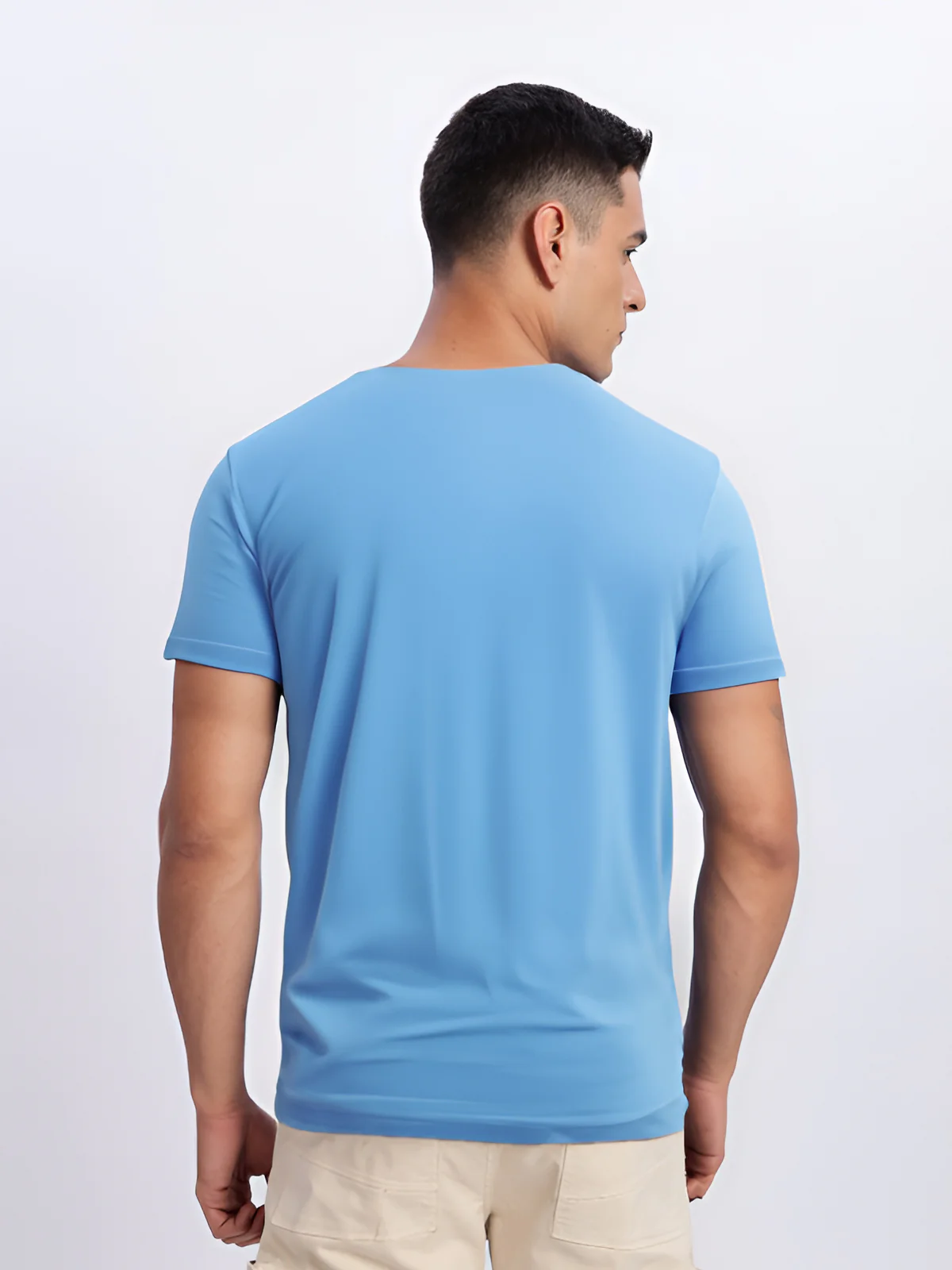 Men Printed Sky Blue T Shirt - Image 4