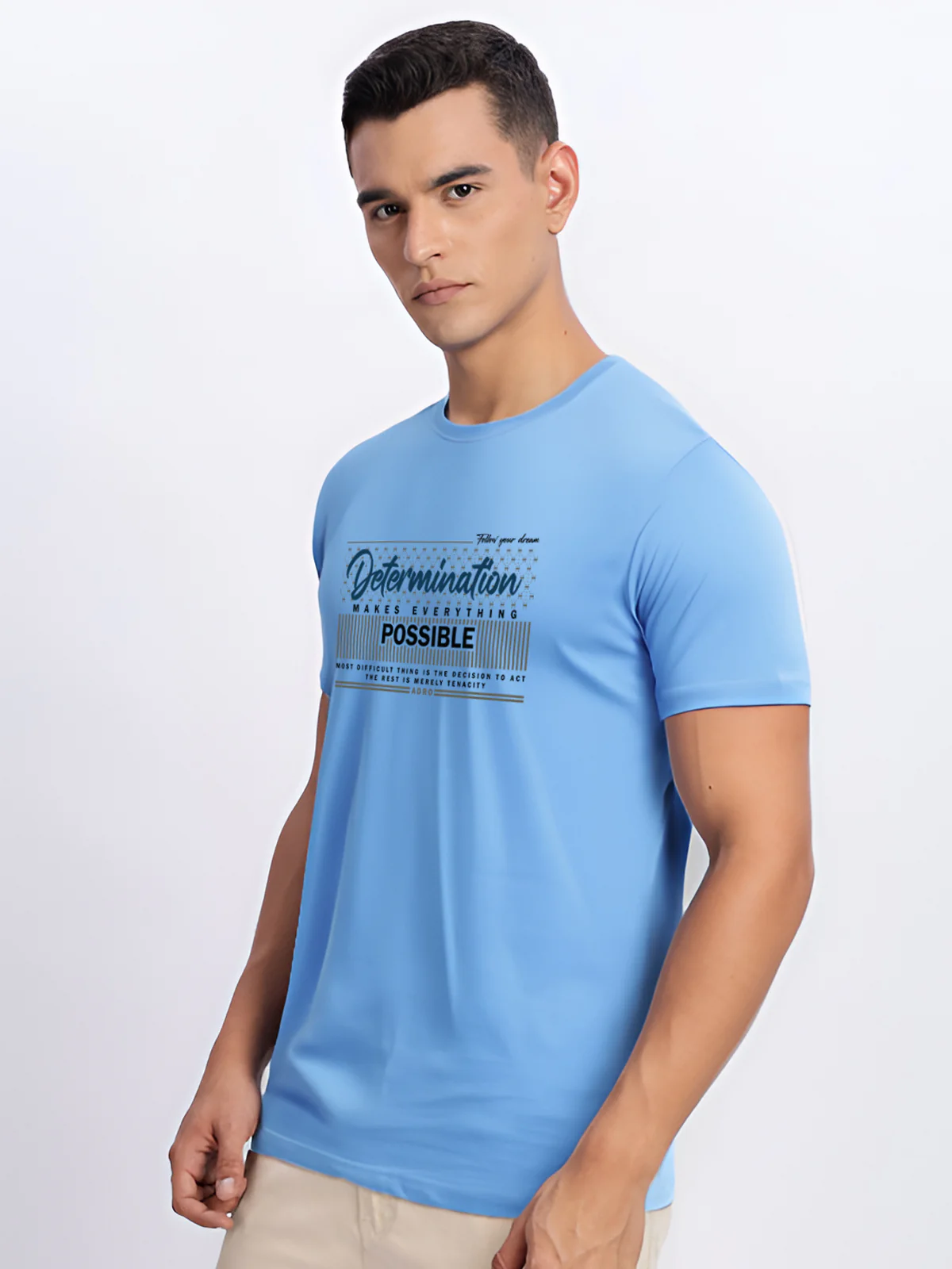 Men Printed Sky Blue T Shirt - Image 5