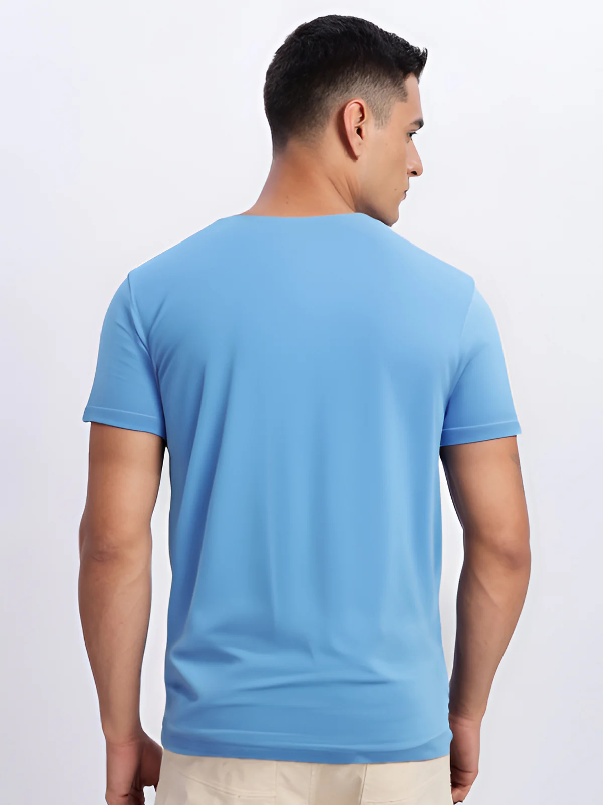 Men Printed Sky Blue T Shirt - Image 5