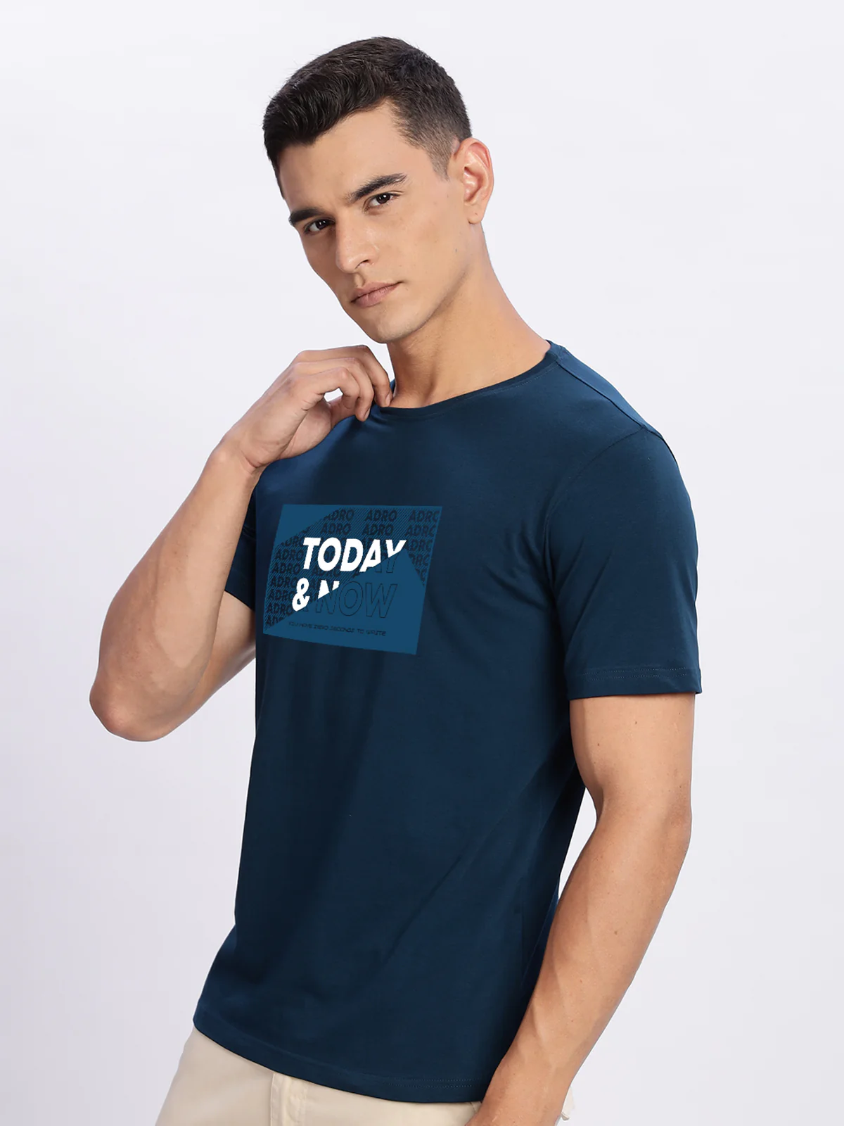 Men Printed Teal T Shirt - Image 3