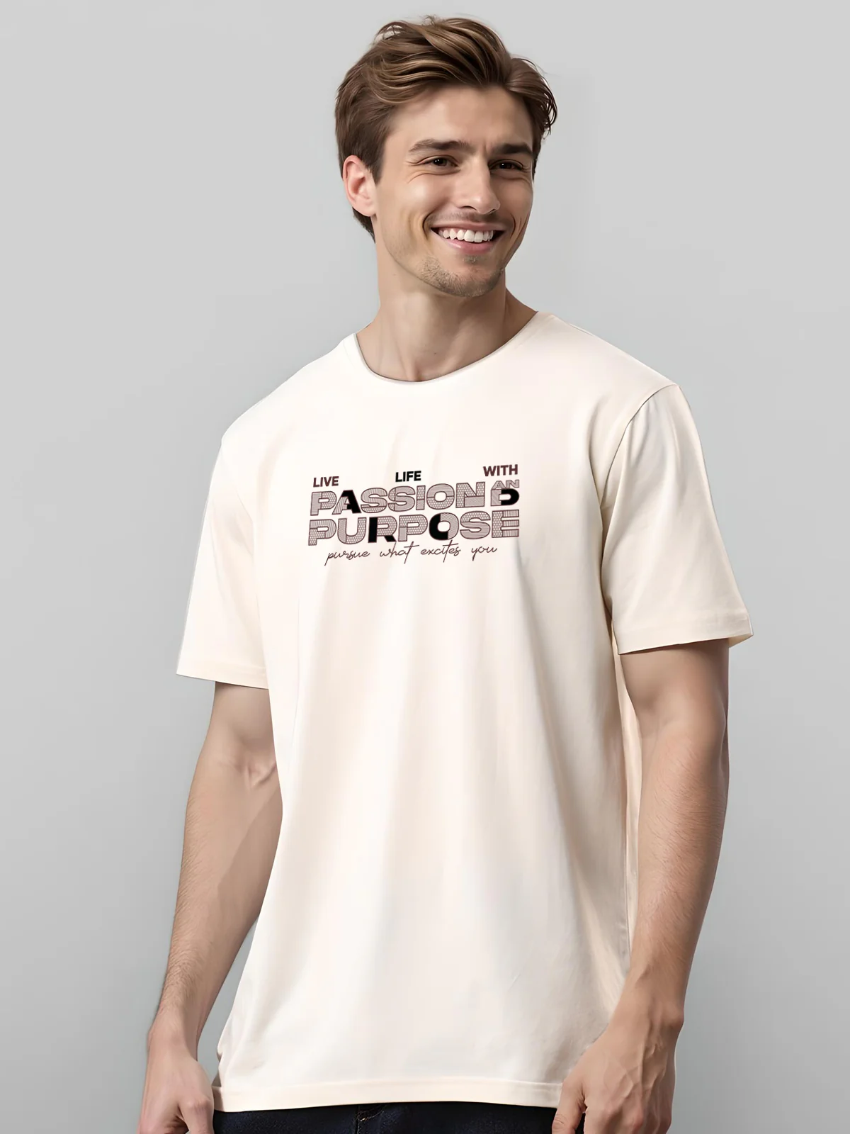 Men Printed Whit T-Shirt - Image 2