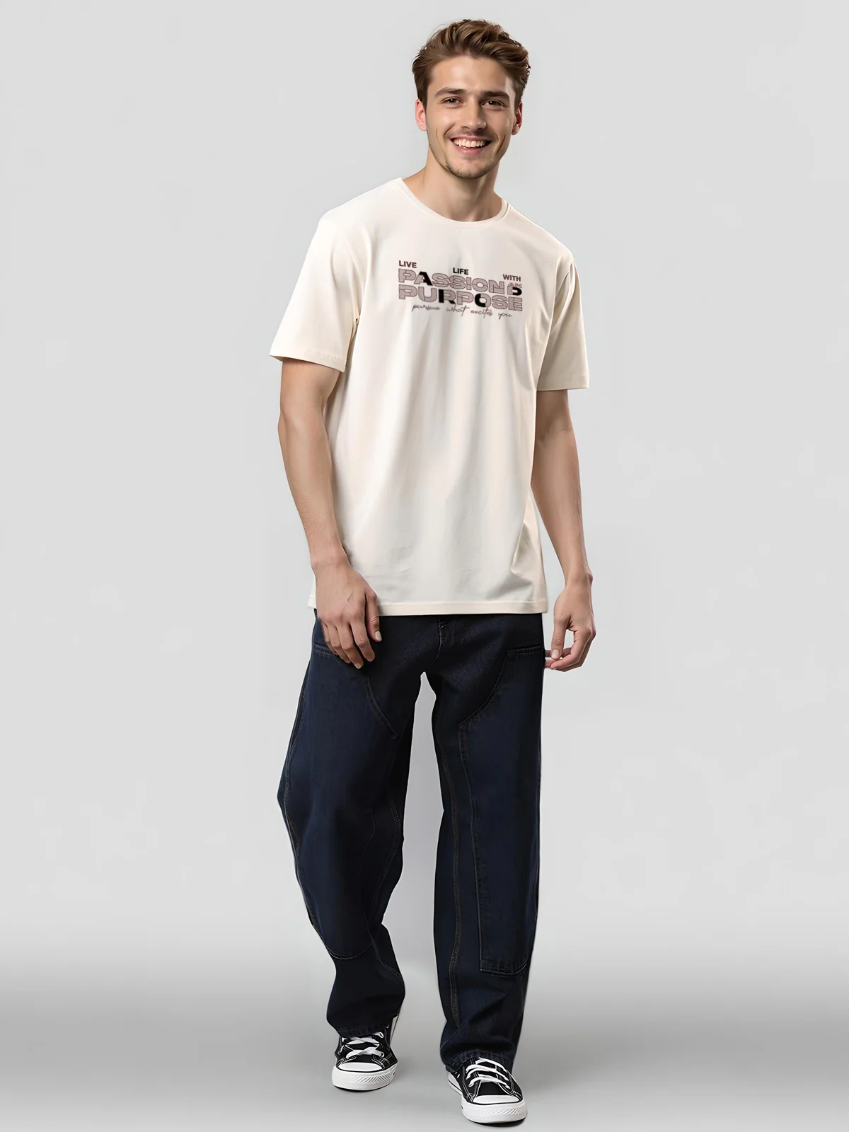 Men Printed Whit T-Shirt - Image 3
