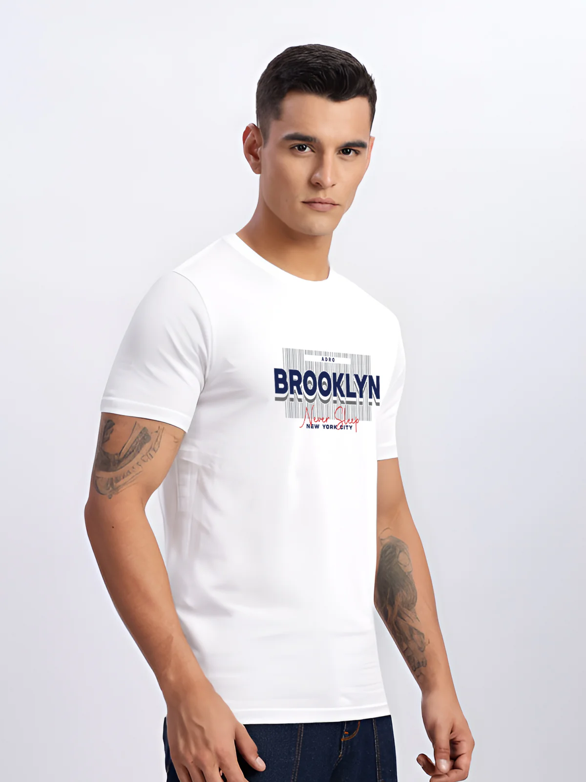 Men Printed White T Shirt - Image 3