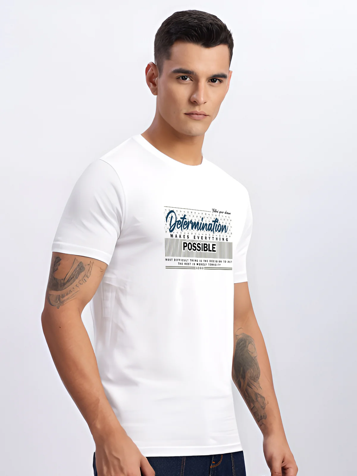 Men Printed White T Shirt - Image 3
