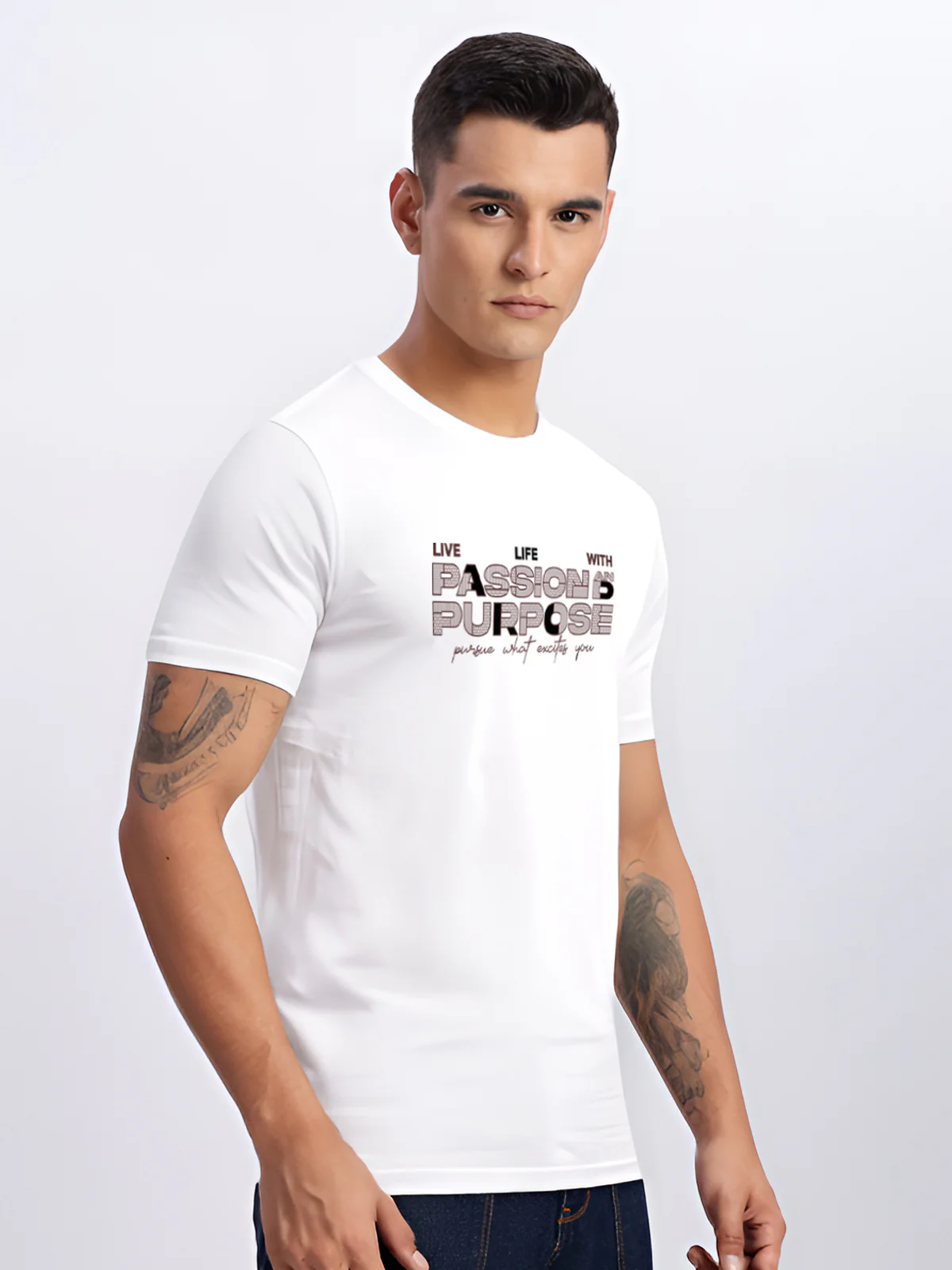 Men Printed White T Shirt - Image 3