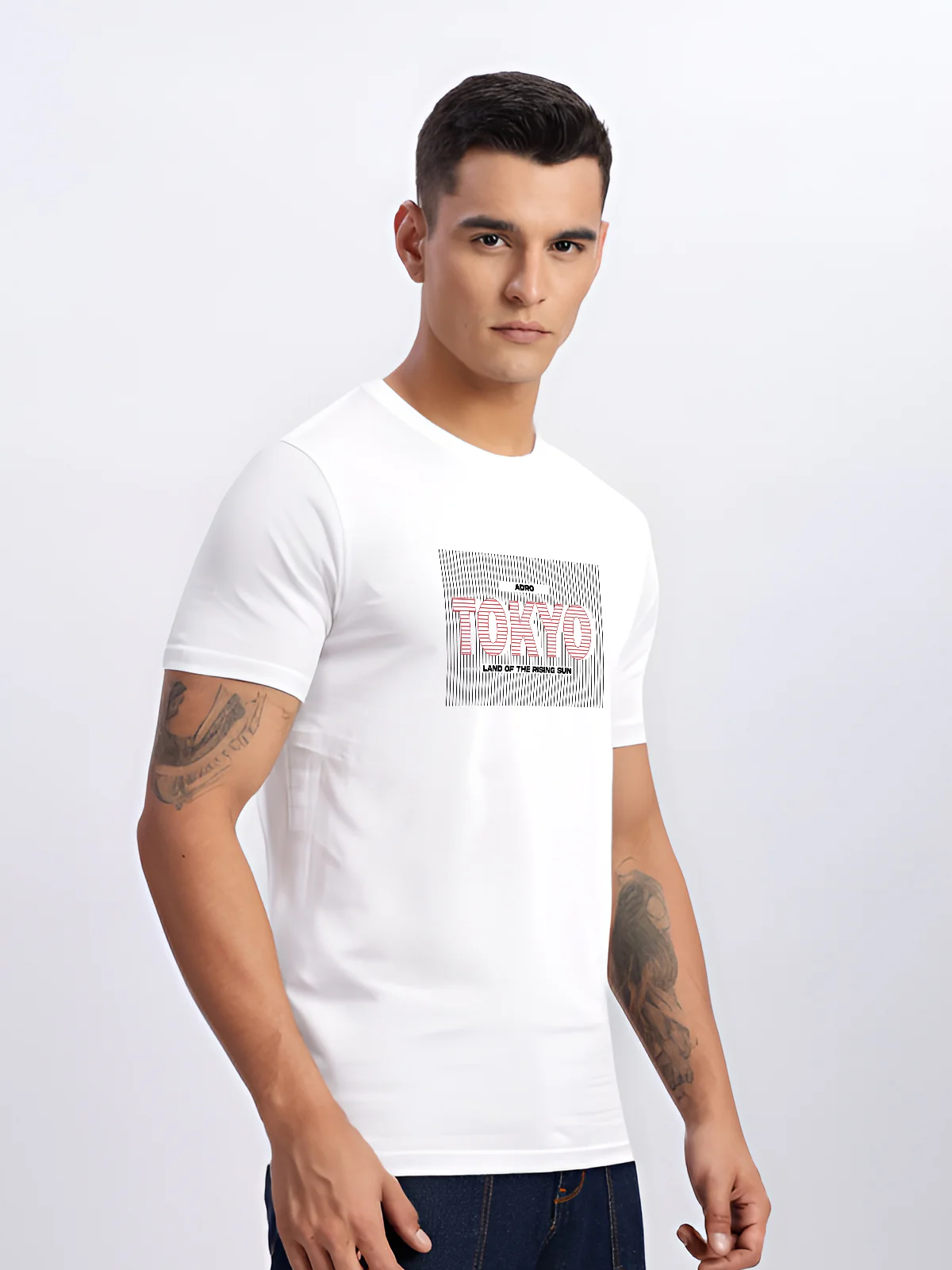Men Printed White T Shirt - Image 3