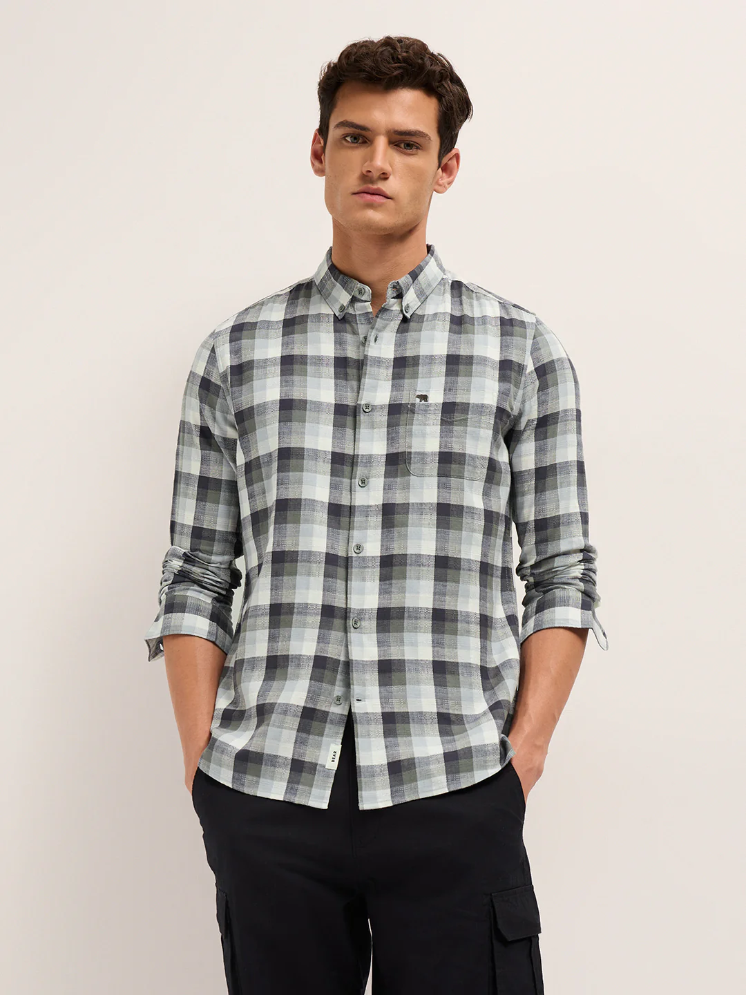 Men Pure Cotton Checked Casual Shirt - Image 6
