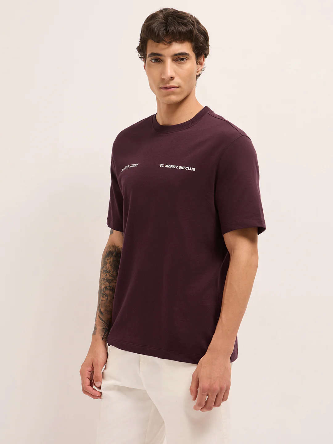 Men Pure Cotton Graphic Printed T-Shirt - Image 3