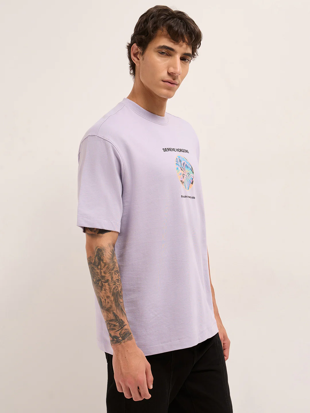 Men Pure Cotton Graphic Printed T-Shirt - Image 3
