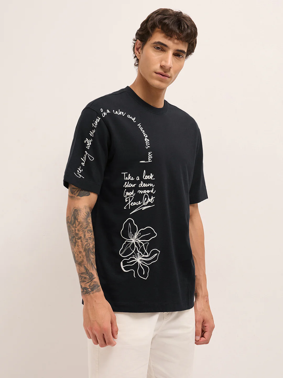 Men Pure Cotton Graphic Printed T-Shirt - Image 3