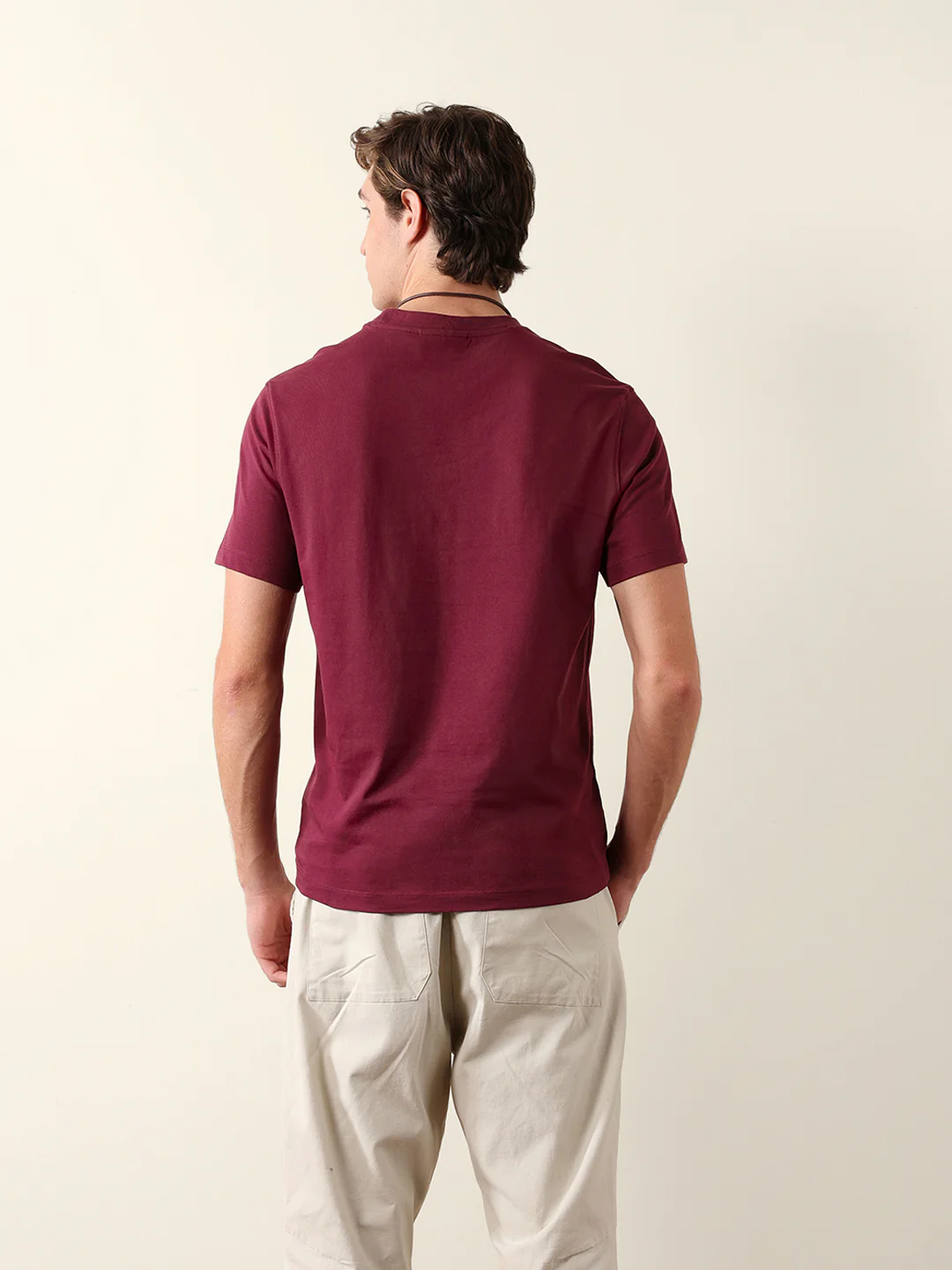 Men Pure Cotton Solid Round Neck Tshirt - Image 6