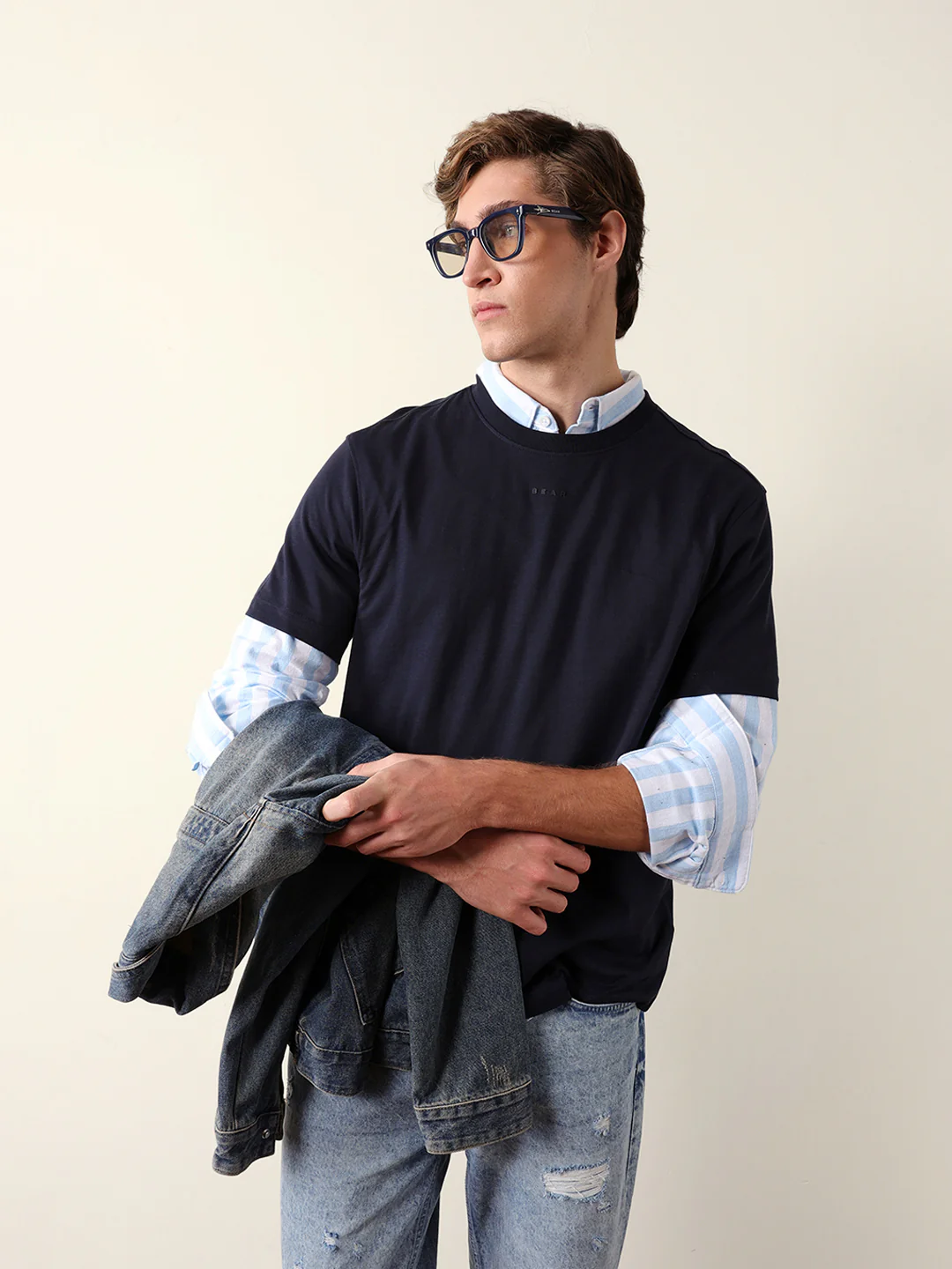 Men Pure Cotton Solid Round Neck Tshirt